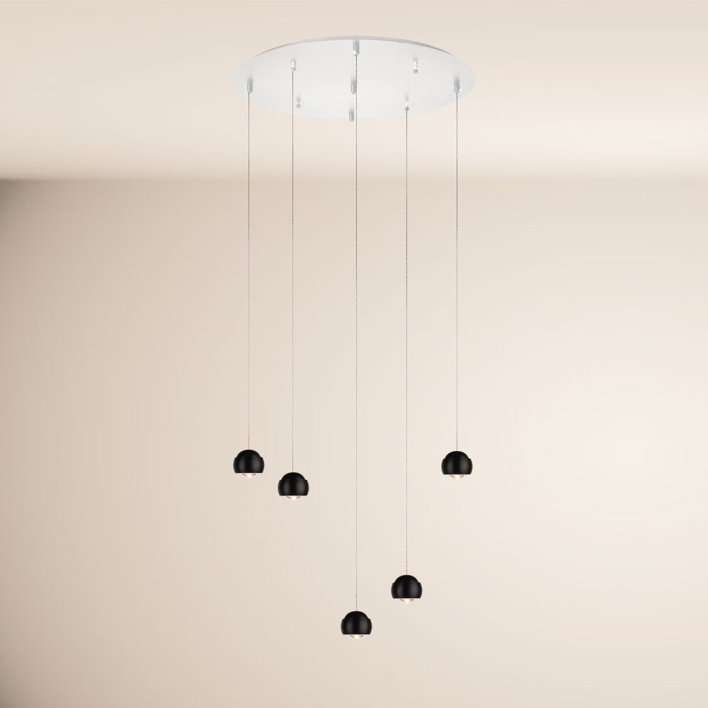 s.luce Pendelleuchte Beam LED 3- oder 5-flammig Modular Baldachin Schwarz, Warmweiß