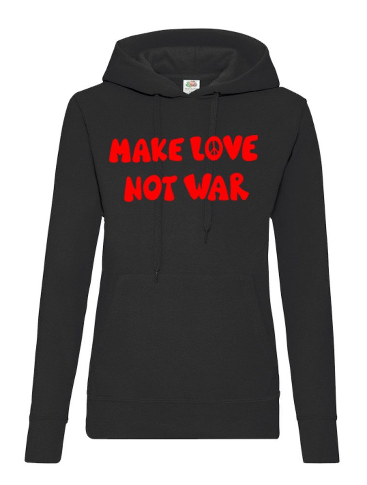 Blondie & Brownie Hoodie Damen Hoodie Make Love Not War Print Kapuze Peace Statement Mode (Einzelstück, Einzelartikel) Friedensbotschaft Urban Statement Edition