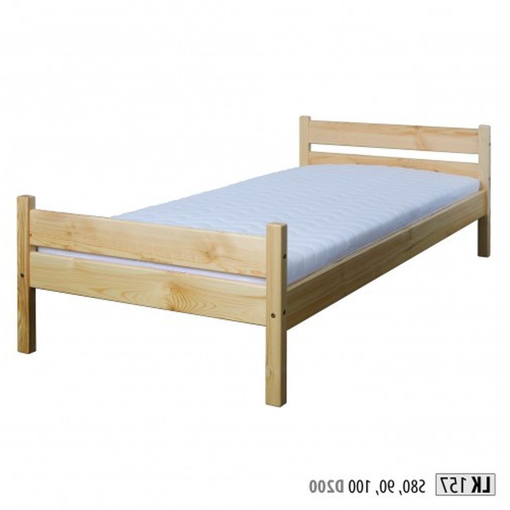 Holzbett Einzelbett aus Kiefernvollholz mit natürlicher Maserung