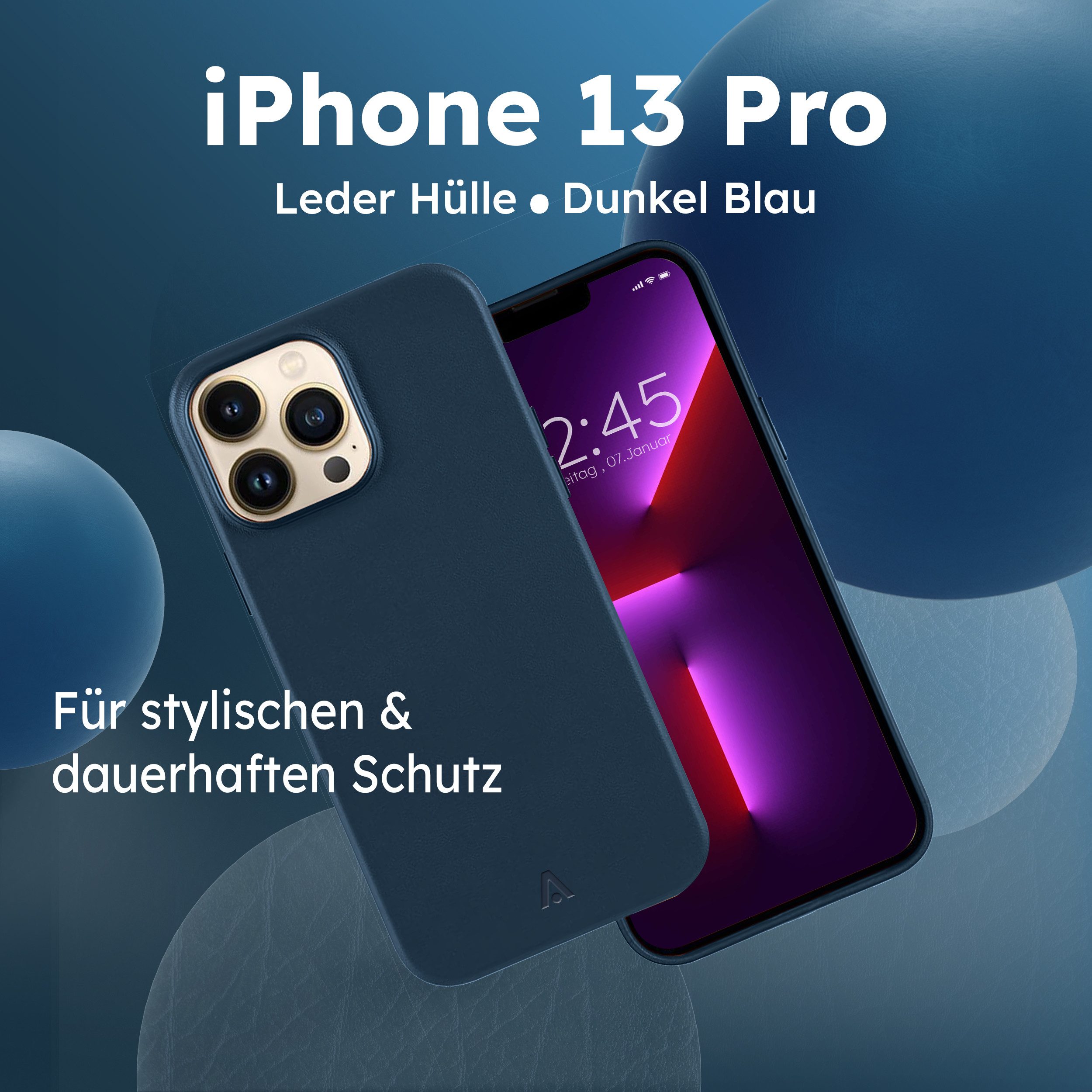 alkaya. Handyhülle Schutzhülle, vegane und schmutzabweisende Lederhülle, iPhone 14 Pro, 14 Pro Max, 13 Pro, 13 Pro Max