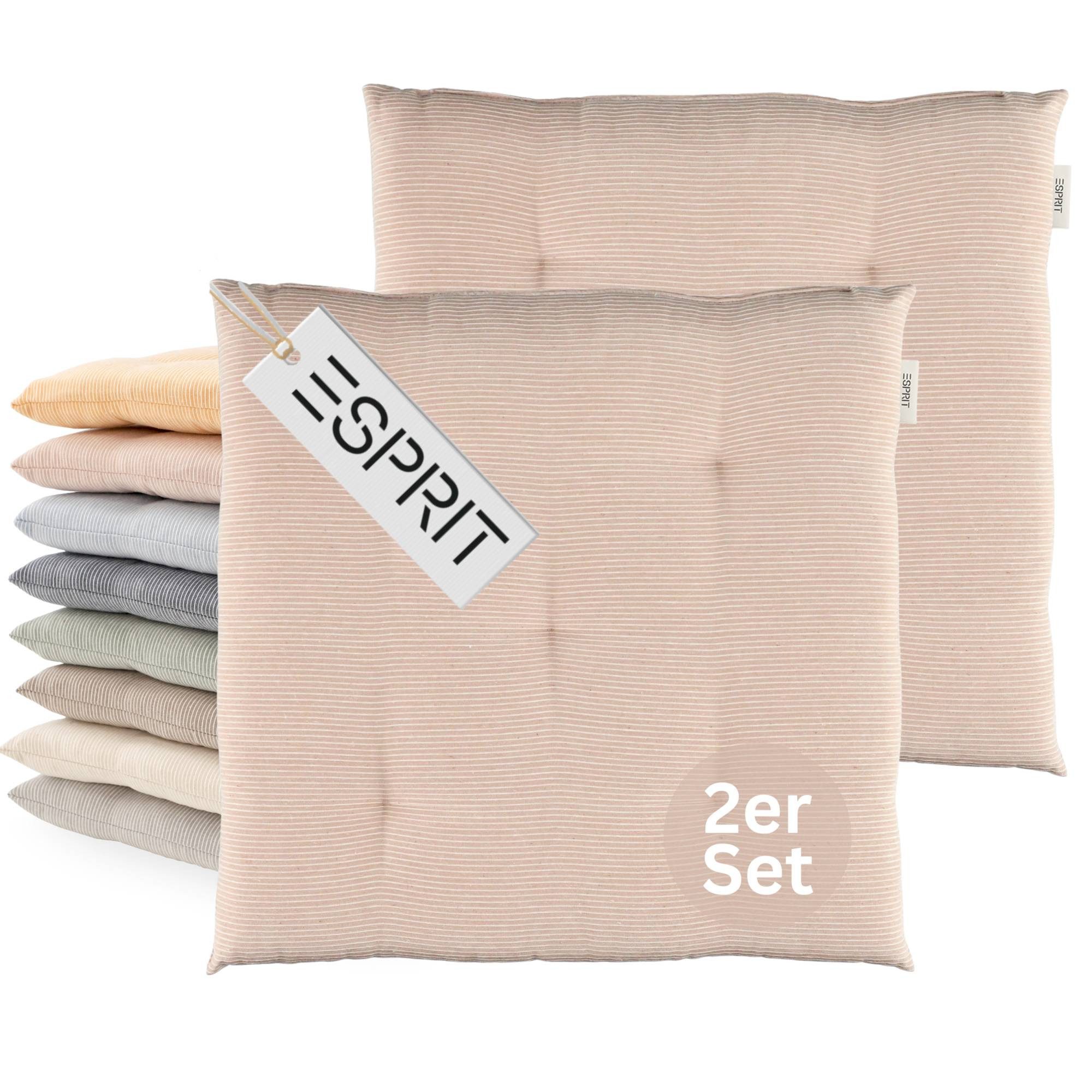 Esprit Stuhlkissen NEEDLESTRIPE Sitzkissen, 40 x 40 cm - 2er Set in Rose