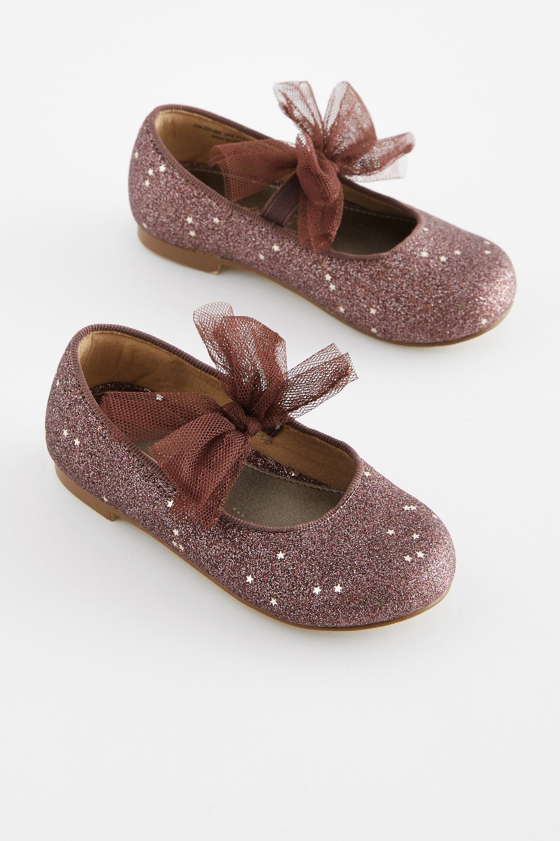 Mädchen Prinzessin Schuhe Glitzer - Pailletten Ballerinas Mit Schleife Mary Jane