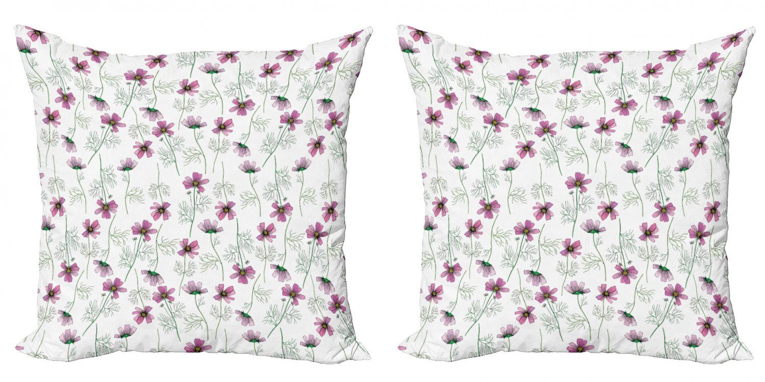 Digitaldruck, Doppelseitiger Abakuhaus in Kosmos-Blumen Kissenbezüge (2 Blumen Modern Accent Stück), Rosa