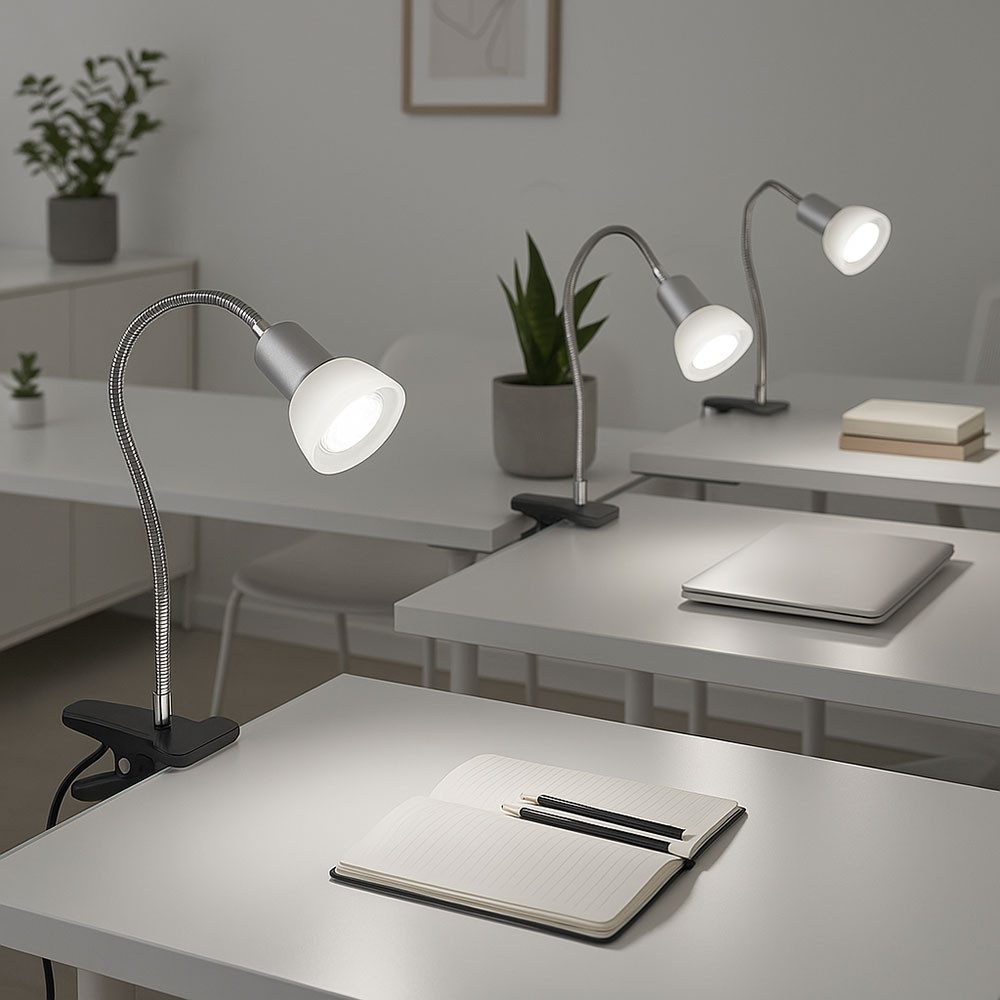 Briloner Leuchten LED Klemmleuchte, Leuchtmittel inklusive, Warmweiß, LED Klemmleuchte Tischleuchte Leselampe Flexo-Arm