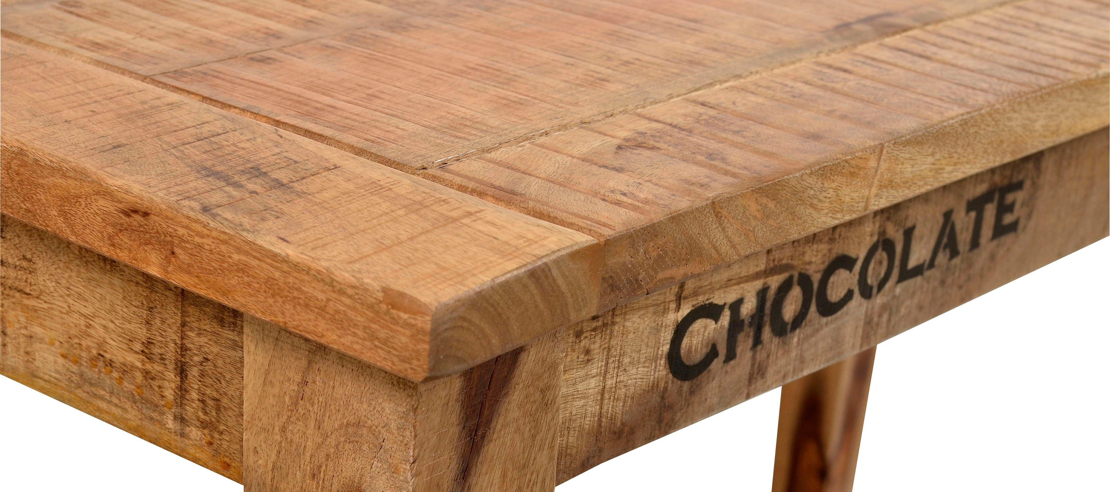 SIT Esstisch Tisch RUSTIC – Massiver Vintage‑Holztisch 140 cm aus FSC® Mangoholz, Massiver Esstisch aus recyceltem Mangoholz im Vintage‑Shabby‑Chic