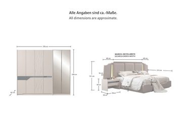 Celmo Schlafzimmer-Set DETROIT inkl. Aufbau- und Premiumservice, (Spar-Set), Bett inkl. Nachtkommoden + Kleiderschrank + Schminktisch (wählbar)
