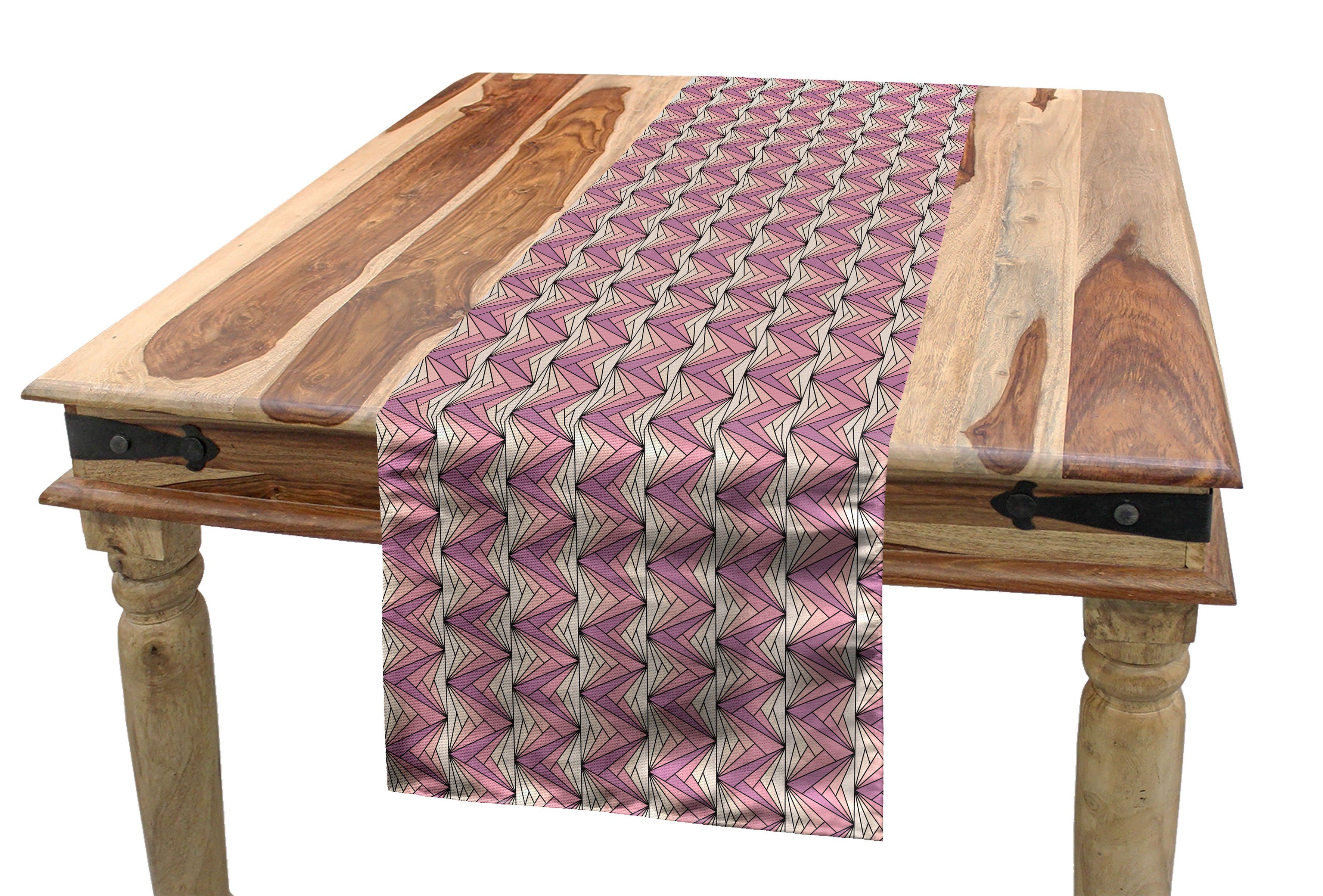 Tischläufer Rechteckiger Esszimmer Abakuhaus Geometrische Tischläufer, Dekorativer Küche Rosa-ZickZack-Streifen