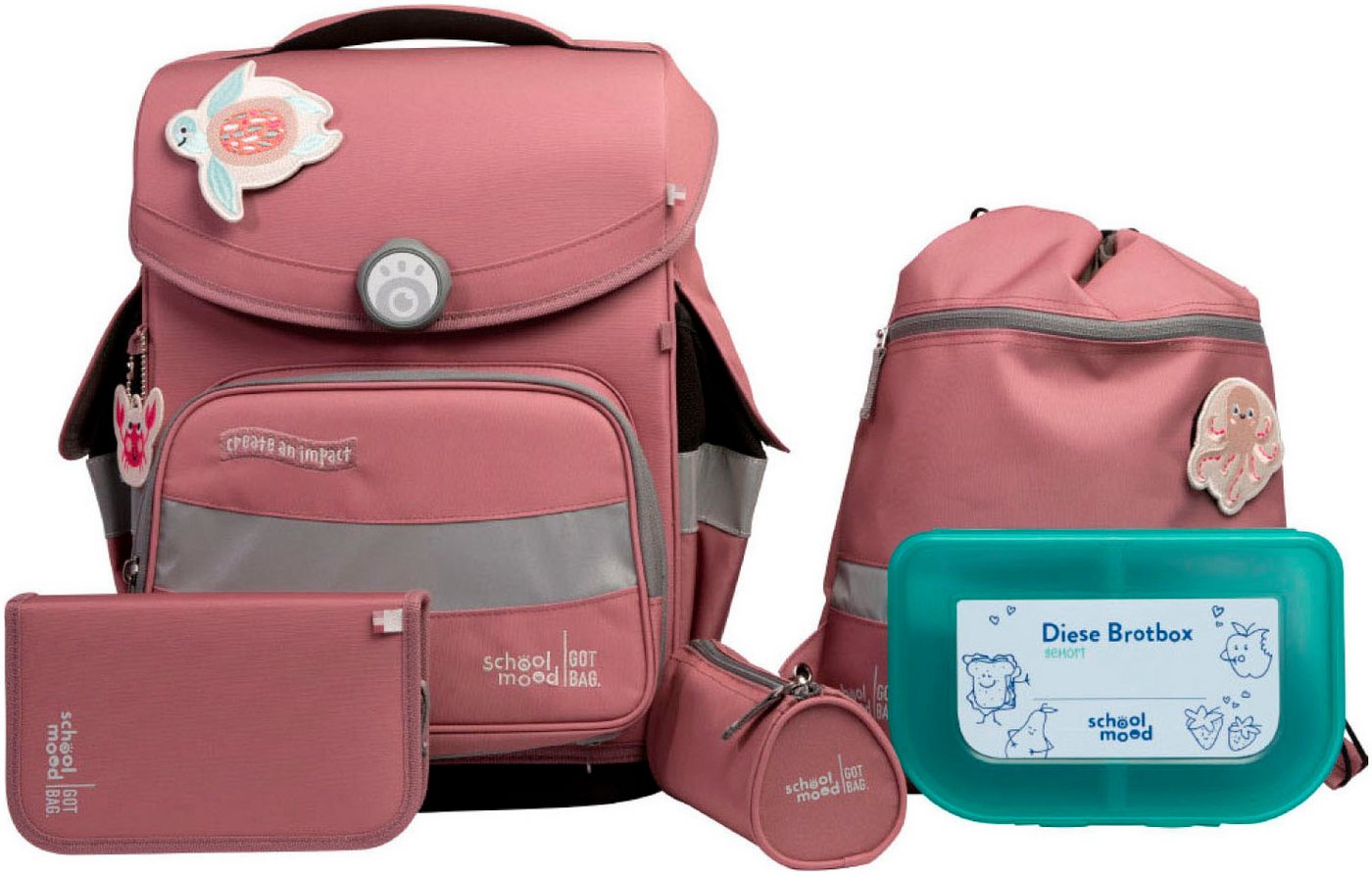 SCHOOL-MOOD® Schulranzen Timeless Pro (Set, 6-tlg)