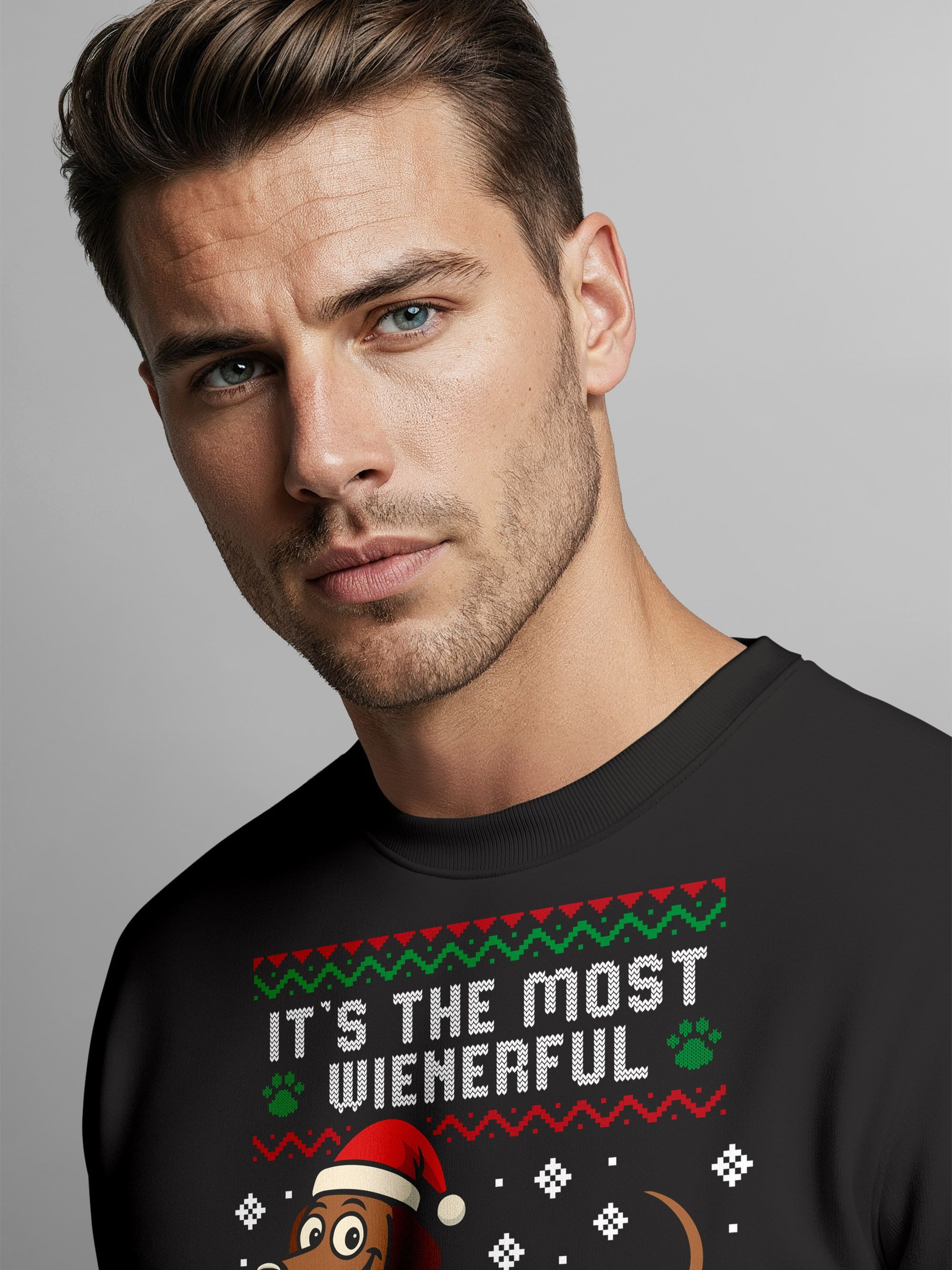 MoonWorks Sweatshirt Sweatshirt Herren Weihnachtspullover Ugly Christmas Sweater Dackel