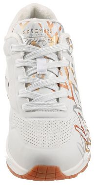 Skechers UNO - METALLIC LOVE Sneaker mit trendigen Metallic-Print, Freizeitschuh, Halbschuh, Schnürschuh