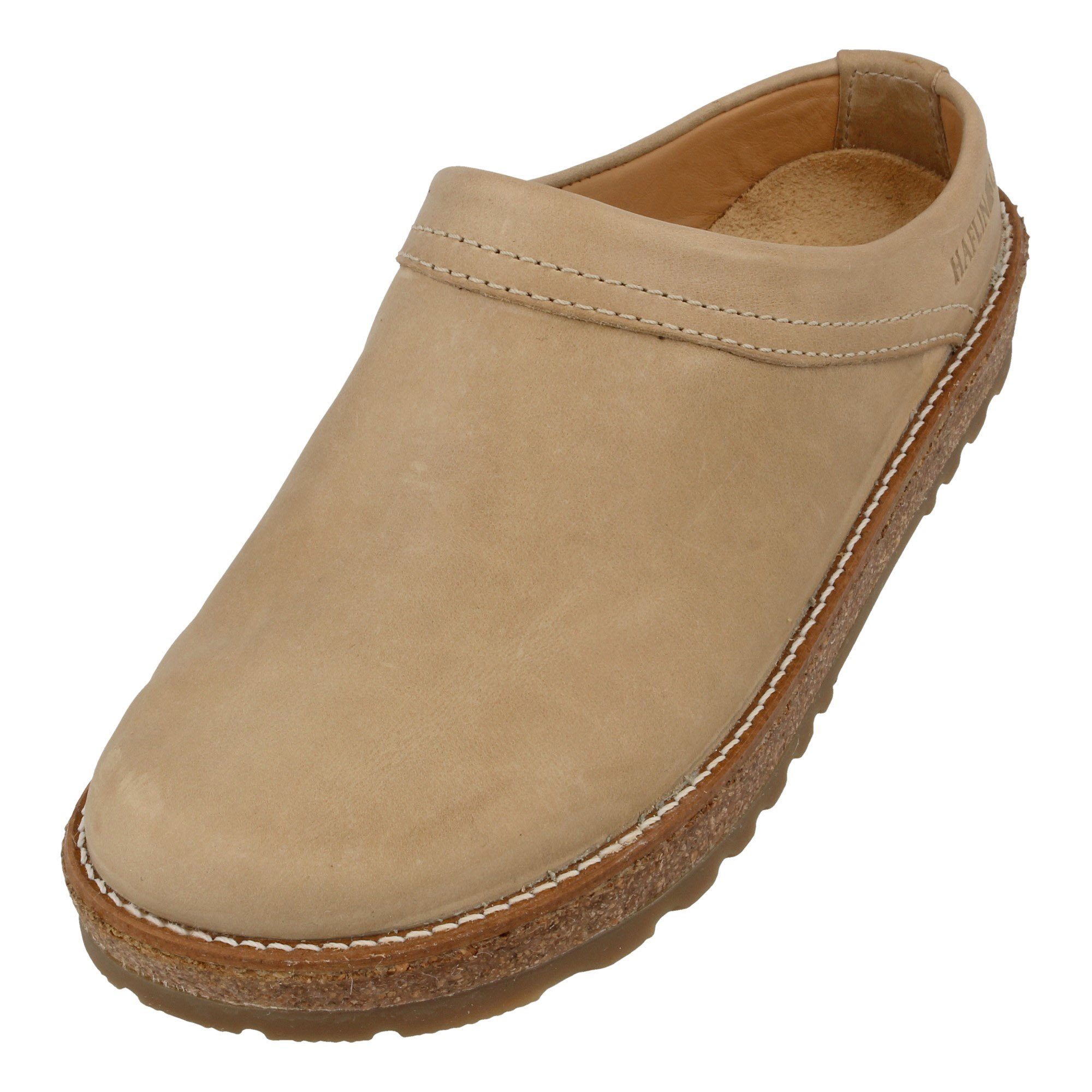 Haflinger Travel Classic Eleganter Clog aus Leder mit Korkfußbett und Gummisohle Hausschuh Linen | Hausschuhe