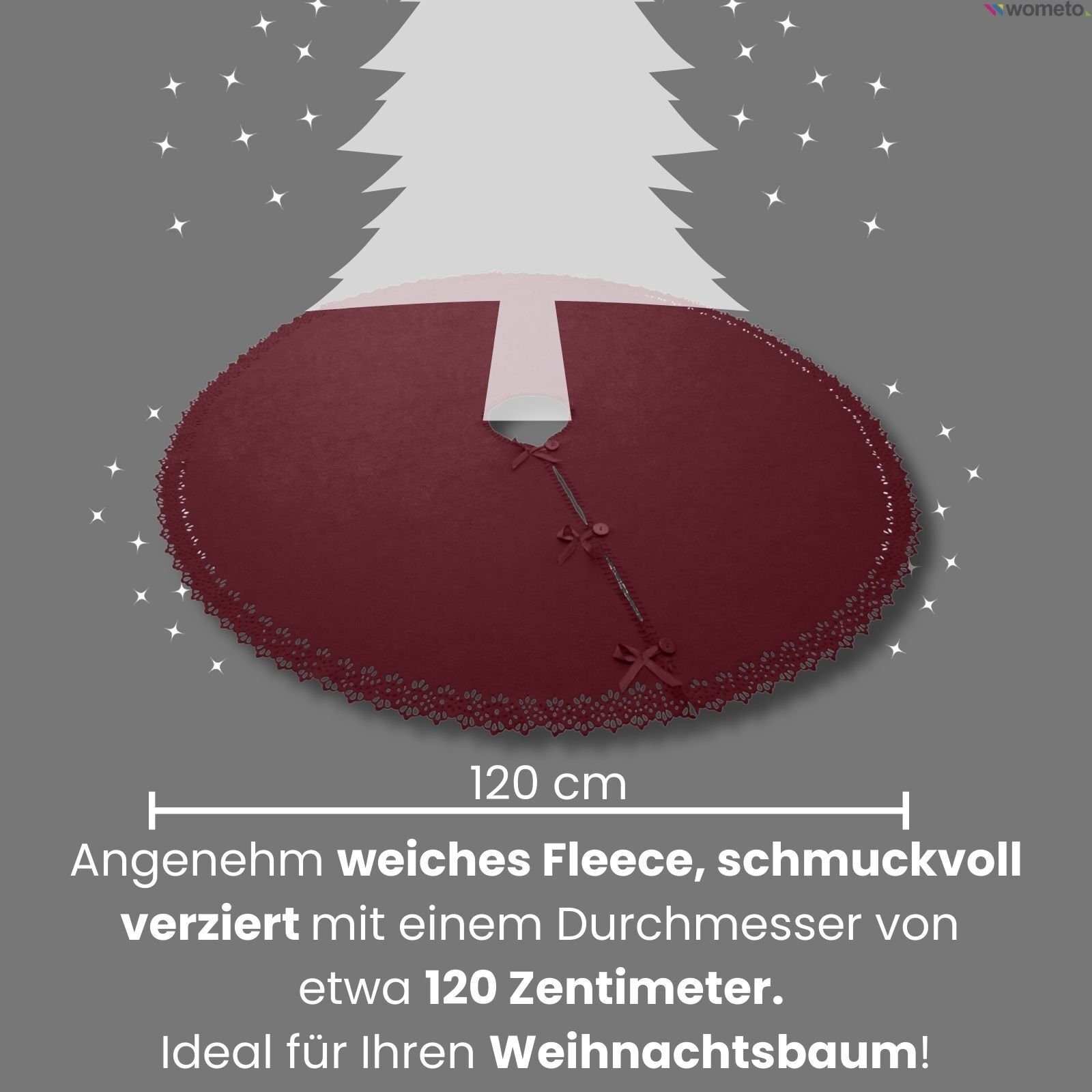 & / Knöpfen Satin-Schleifen, Rund Weihnachtsbaumdecke Baumteppich wometo, mit rot Baumunterlage