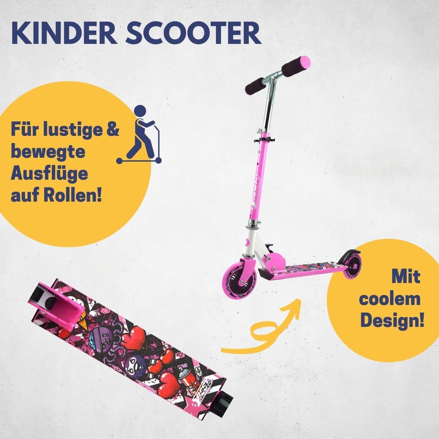 Best Tretroller - - klappbarer Roller Sporting pink-weiß für in Kinder pink-weiß, City Cityroller