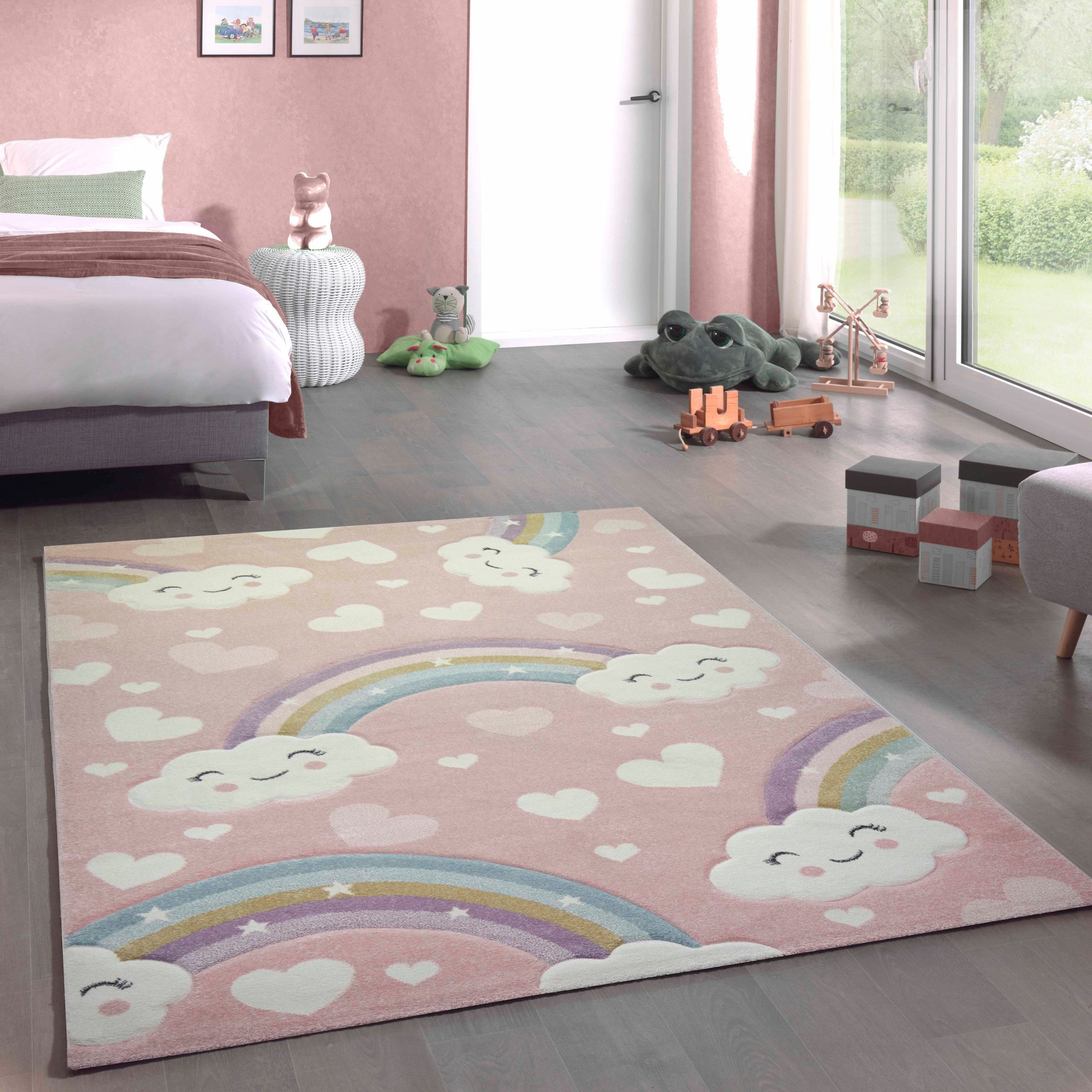 Carpetia Kinderteppich Verspieltes Motivdesign, rechteckig, Höhe: 13 mm, pflegeleicht, strapazierfähig, handgearbeiteter Konturenschnitt