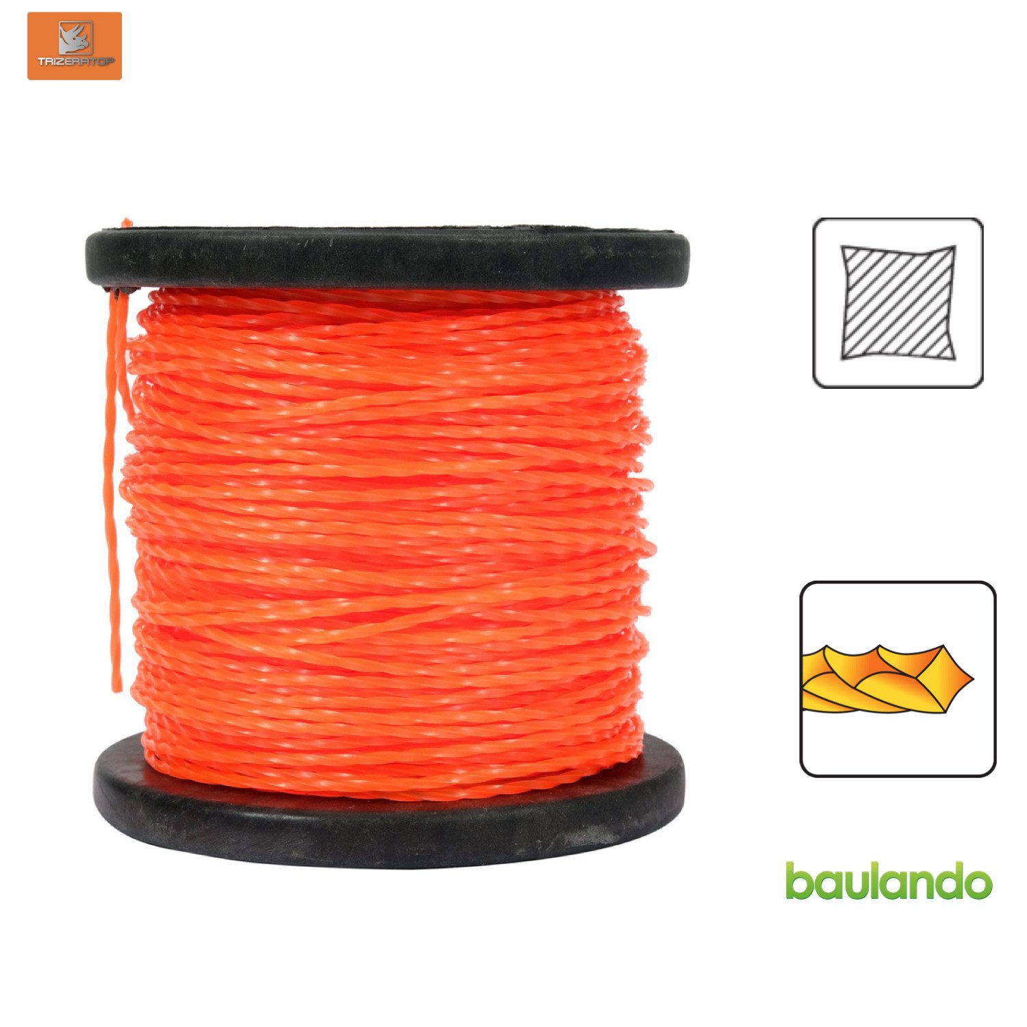 TRIZERATOP Trimmerfaden Leiser Mähfaden, Trimmerfaden, vierkant 2,4mm x 90m