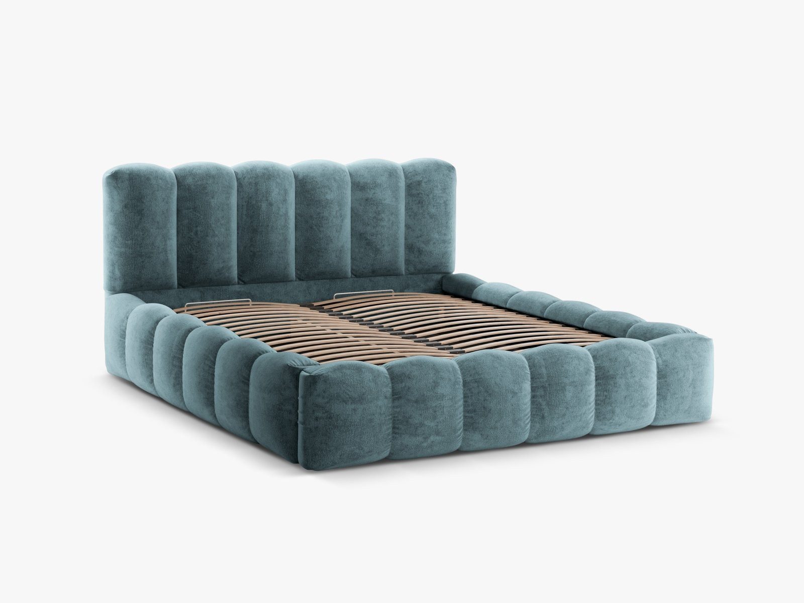 Micadoni Polsterbett Lupine, Stauraumbett mit Kopfteil günstig online kaufen