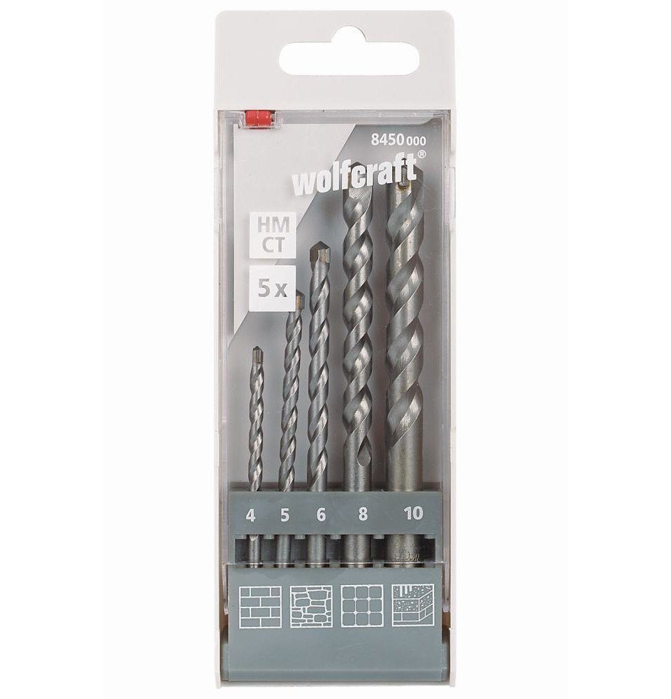 Wolfcraft Bohrer- und Bitset Wolfcraft Steinbohrer-Set HM 8450000 Ø 4 - 10 mm