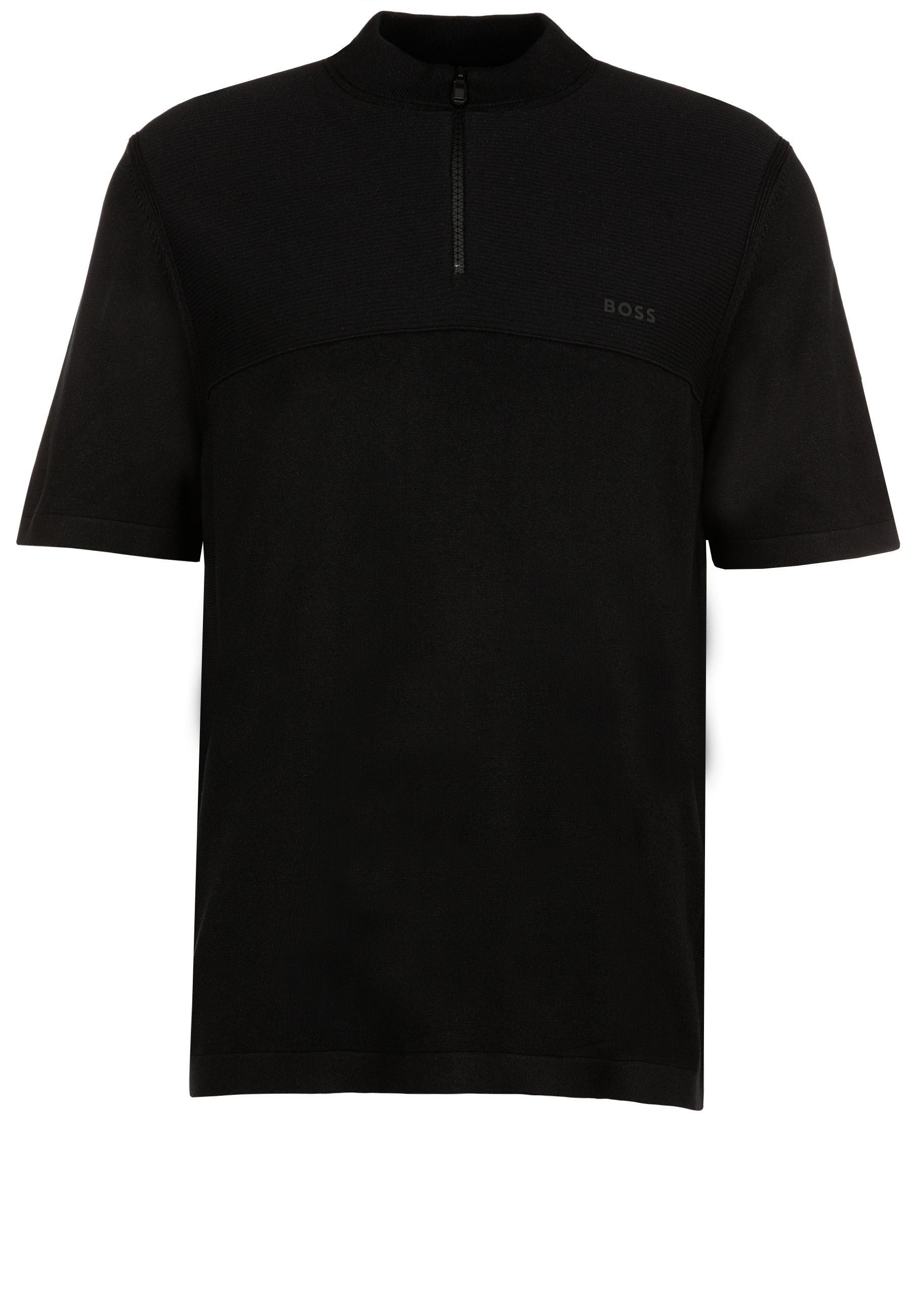 BOSS GREEN T-Shirt mit Troyerkragen und strukturiertem Muster (1-tlg)