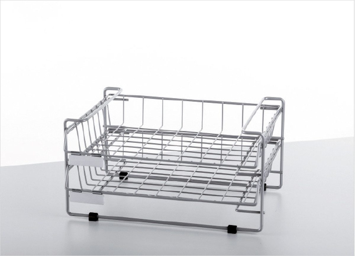 Briefablage Briefablage-Gestell 2 Körbe Querformat B4 chrom