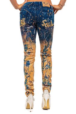 Cipo & Baxx Slim-fit-Jeans Auffällige Hose BA-WD440 im Modischen Design mit Allover-Print