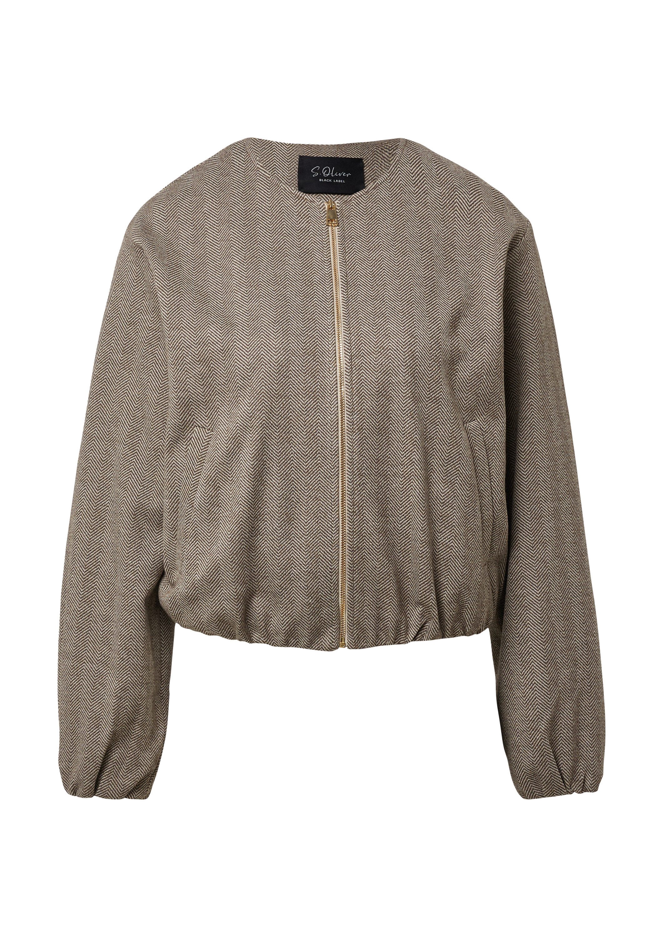 s.Oliver Funktionsjacke Indoor-Jacke Blouson mit Fischgratmuster und elastischem Saum