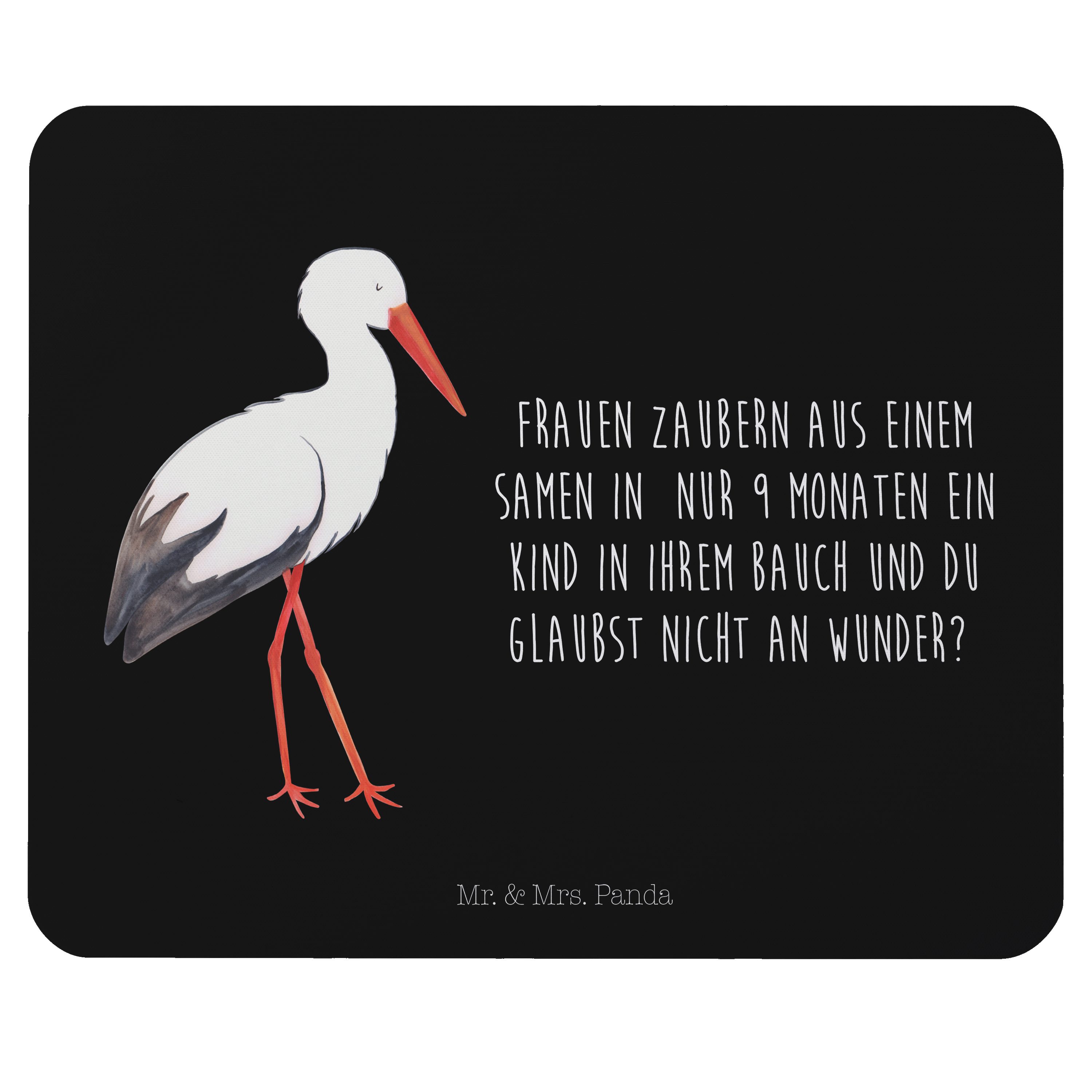 Mr. & Mrs. Panda Mauspad »Storch Gelb Pastell Geschenk, lustige