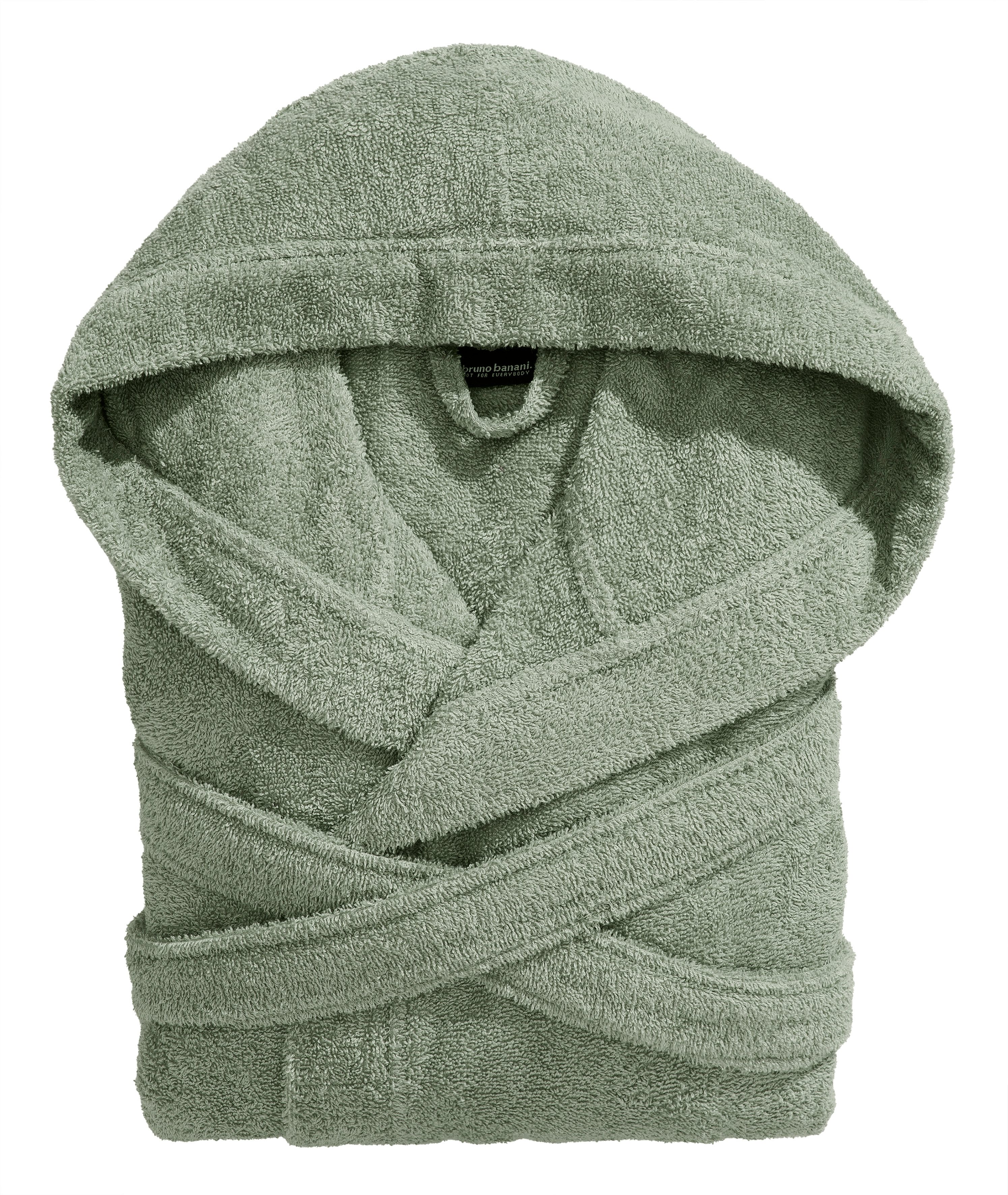 Bruno Banani Unisex-Bademantel Robby, ideal für Sauna & Spa, Standardlänge & Überlänge, Langform, Walkfrottee, Kapuze, Gürtel, Damen & Herren Bademäntel, Baumwolle, mit Taschen, Sauna, XS-3XL