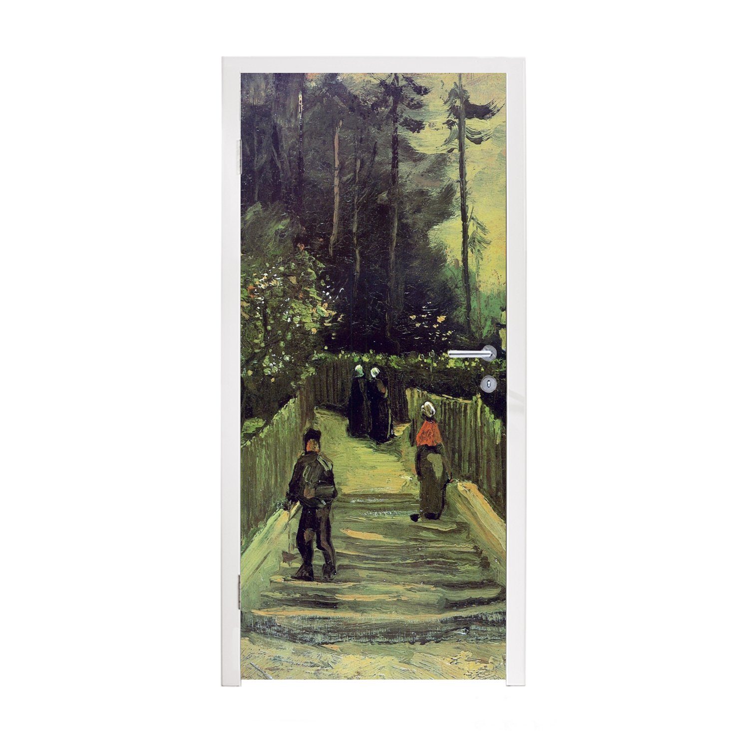 MuchoWow Türtapete Schräger Weg in Montmartre - Vincent van Gogh, Matt, bedruckt, (1 St), Fototapete für Tür, Türaufkleber, 75x205 cm