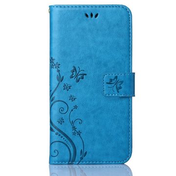 Numerva Handyhülle Bookstyle Flower Handytasche Schutzhülle für iPhone 13 Pro 15,4 cm (6,1 Zoll), Klapphülle Flip Cover Case