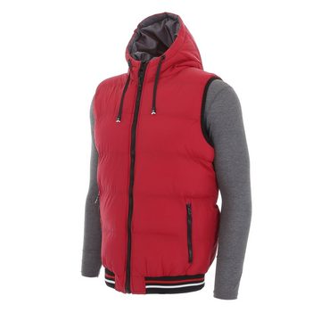Ital-Design Funktionsjacke Herren Freizeit Weste Kapuze Beidseitig Tragbar Jacke in Rot