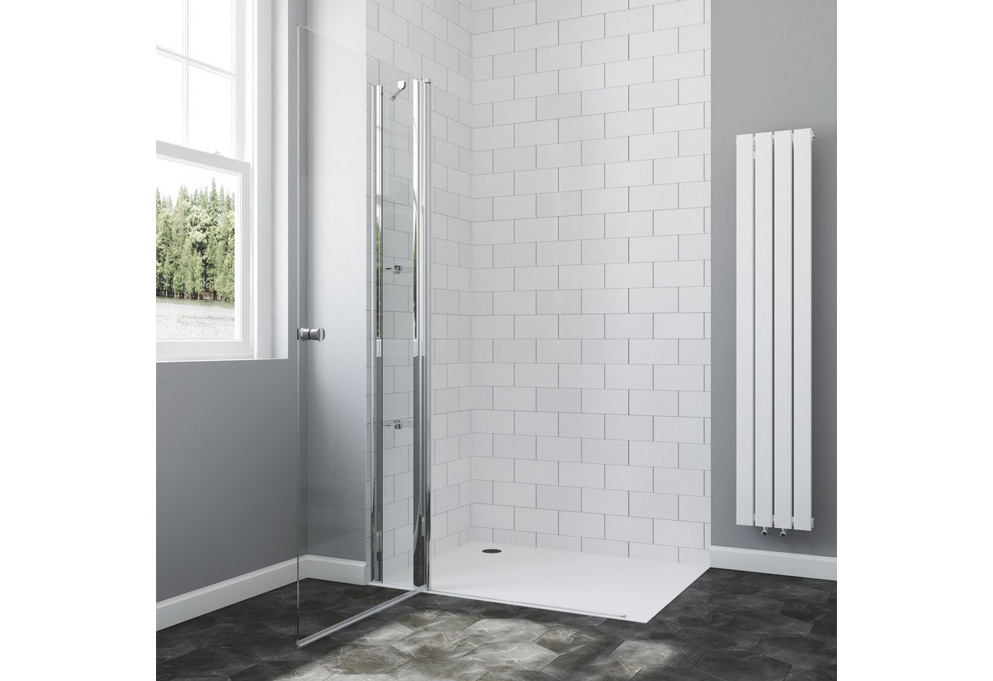 Thumbnail - AQUABATOS Walk-in-Dusche Duschtrennwand Glas Glastür Dusche Duschwand Duschabtrennung, 6 mm Klarglas EinscheibenSicherhe...