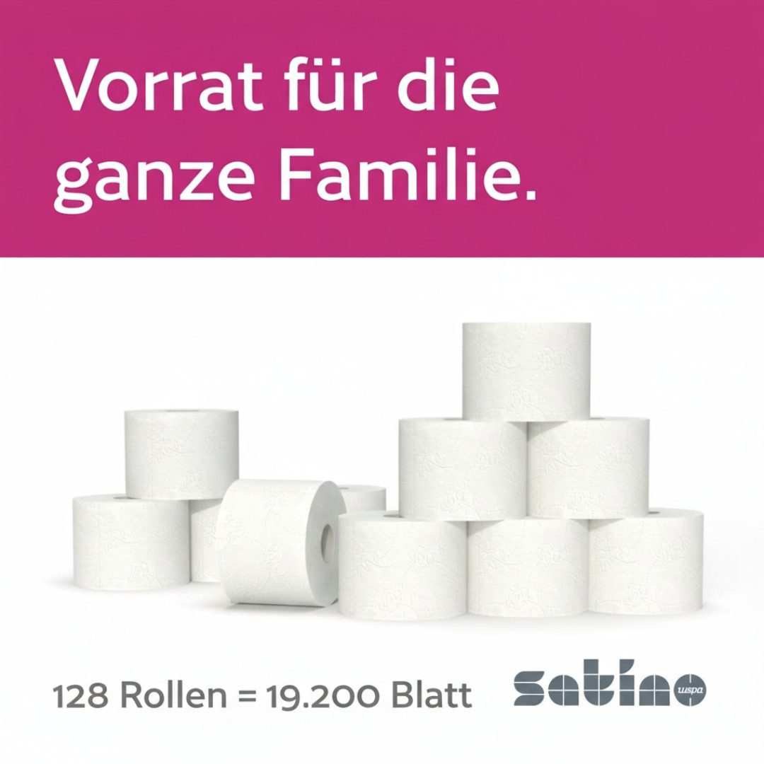 Satino Toilettenpapier 3-lagig - 128 Rollen (128-St. 128 Rollen á 150 Blatt)