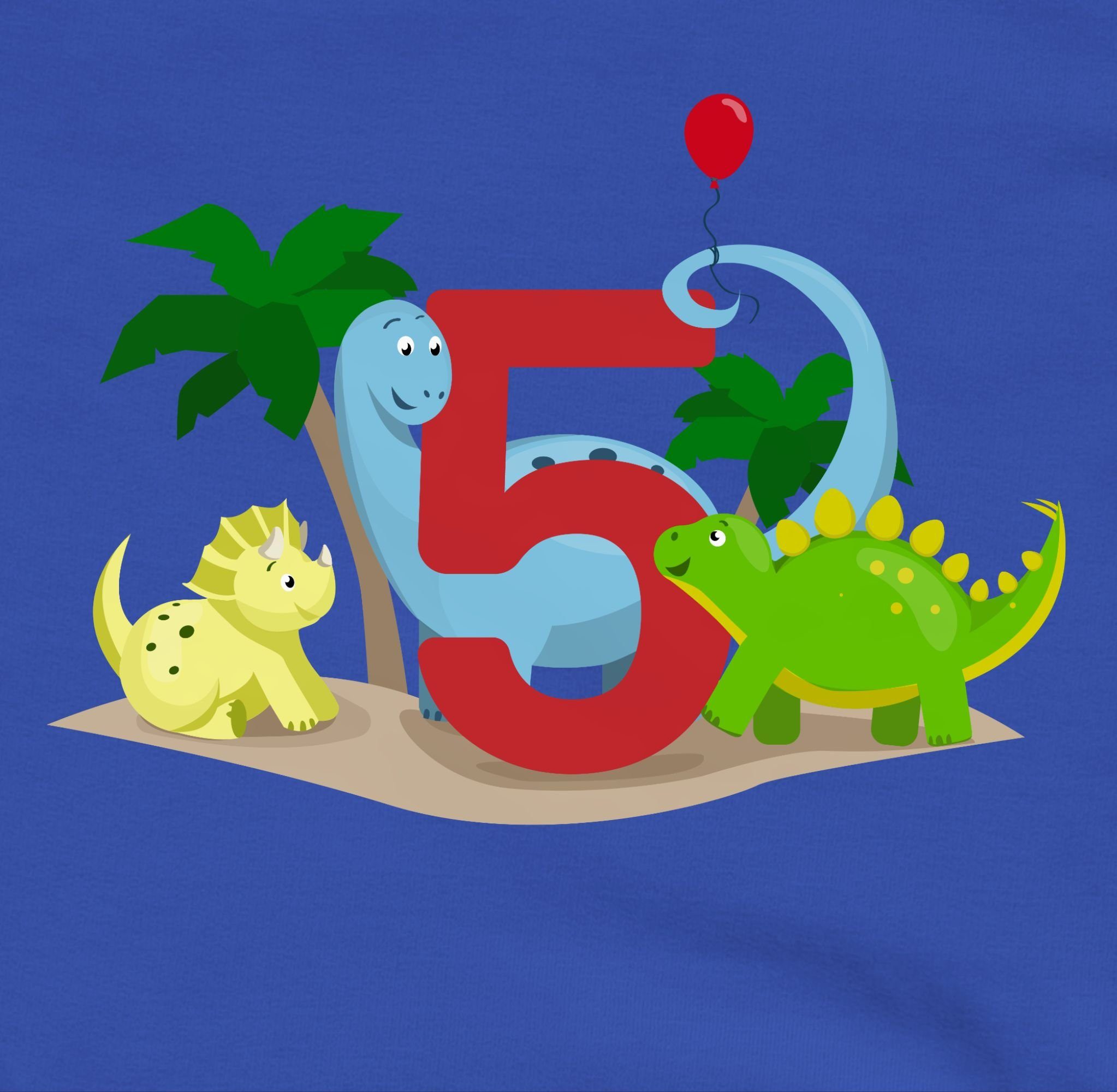 Shirtracer Sweatshirt Geburtstag Fünf 1 Dino Royalblau 5