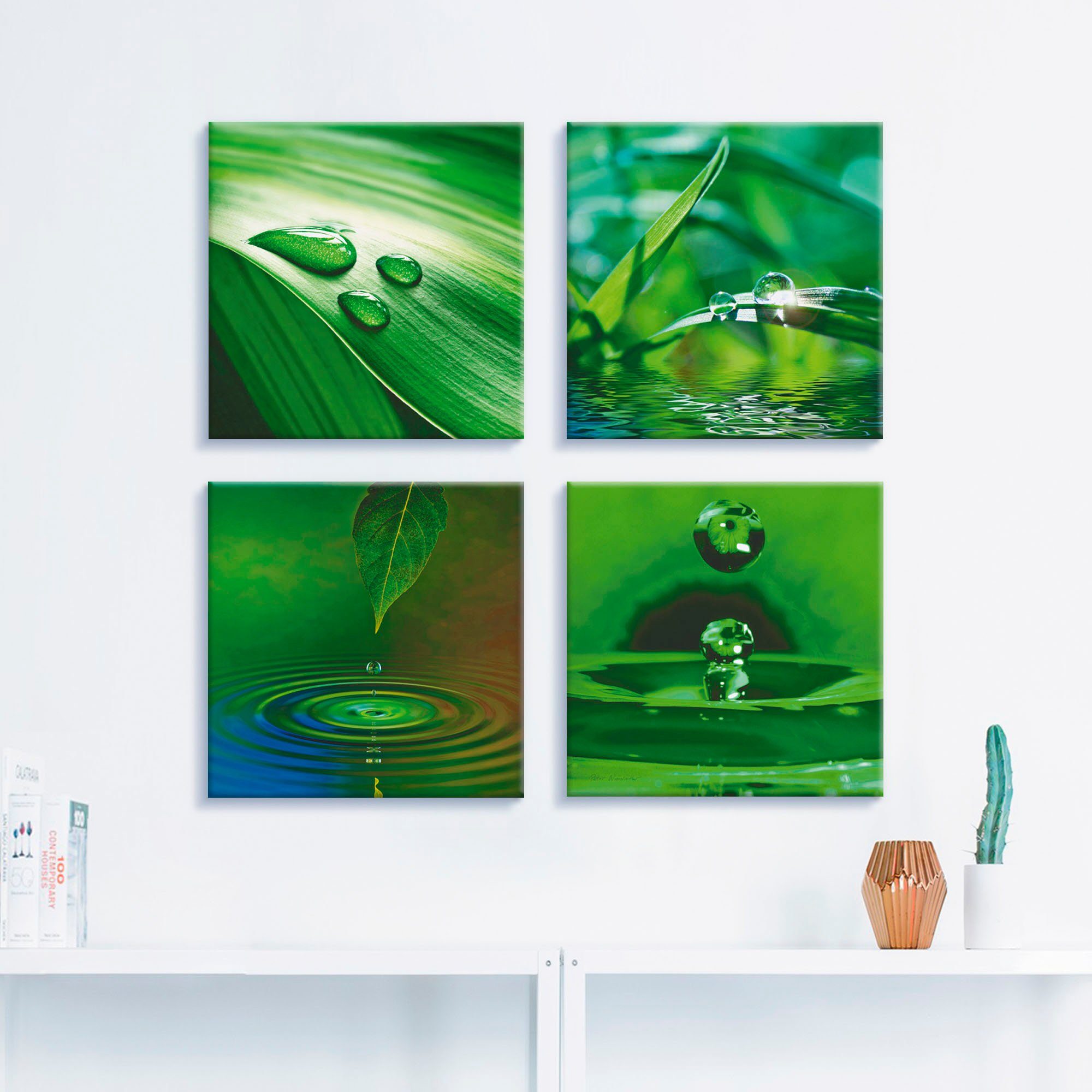Artland Leinwandbild Blatt Gras Wassertropfen, Zen günstig online kaufen