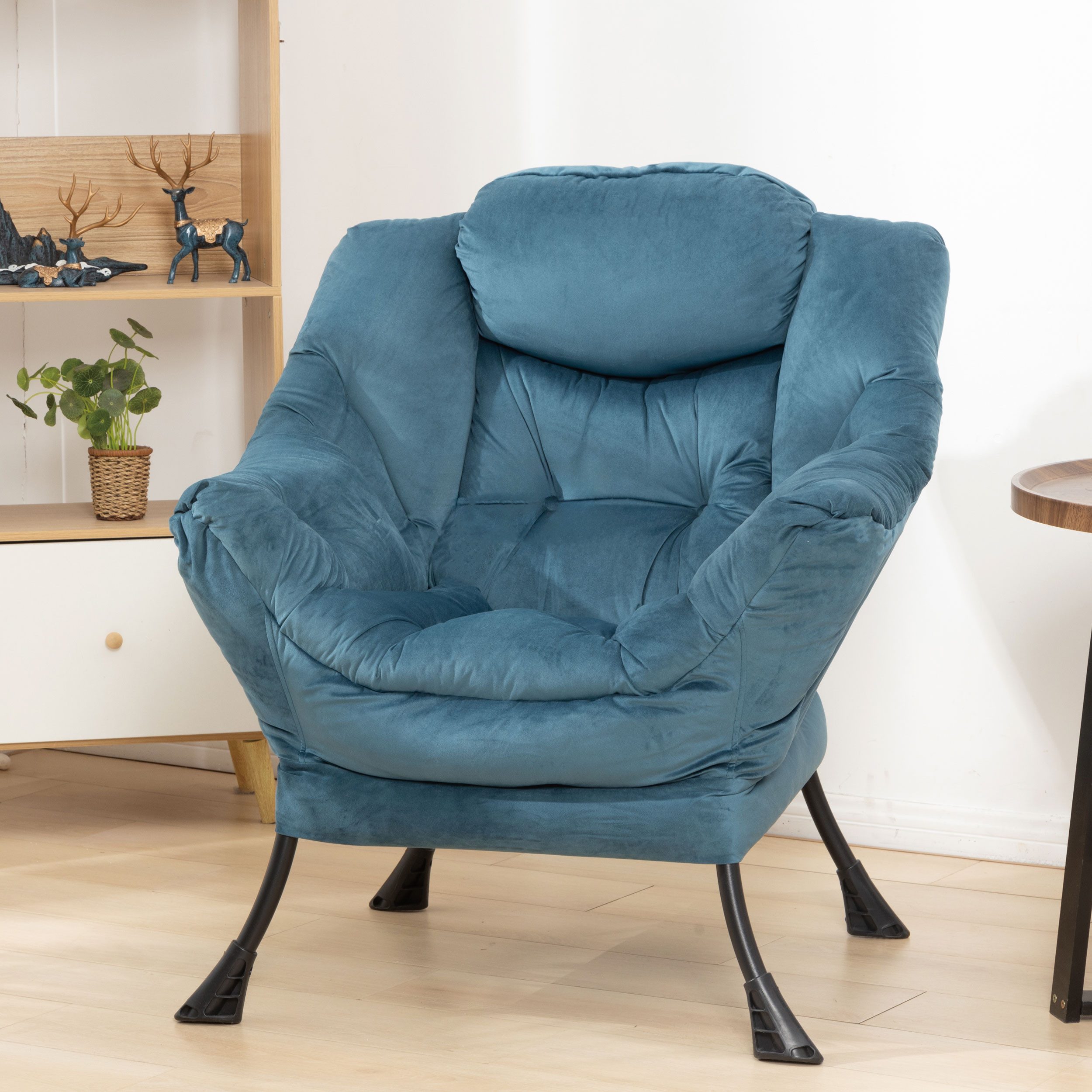 Leawin Relaxsessel Liegesessel mit verstellbarer Rückenlehne und breiten Armlehnen, 150 kg belastbar, für Schlafzimmer, Wohnzimmer, Büro