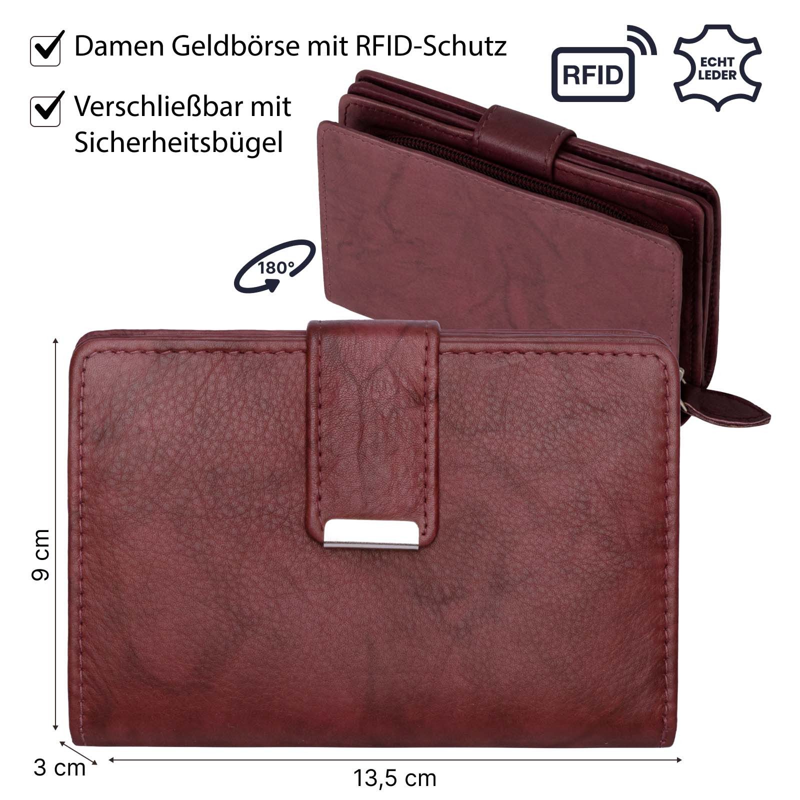 Money Maker Geldbörse RFID Damen Geldbörse Portemonnaie Geldbeutel Damenbörse Leder, Damen Geldbörse klappbar mit Drückknopf Portemonnaie Geldbeutel