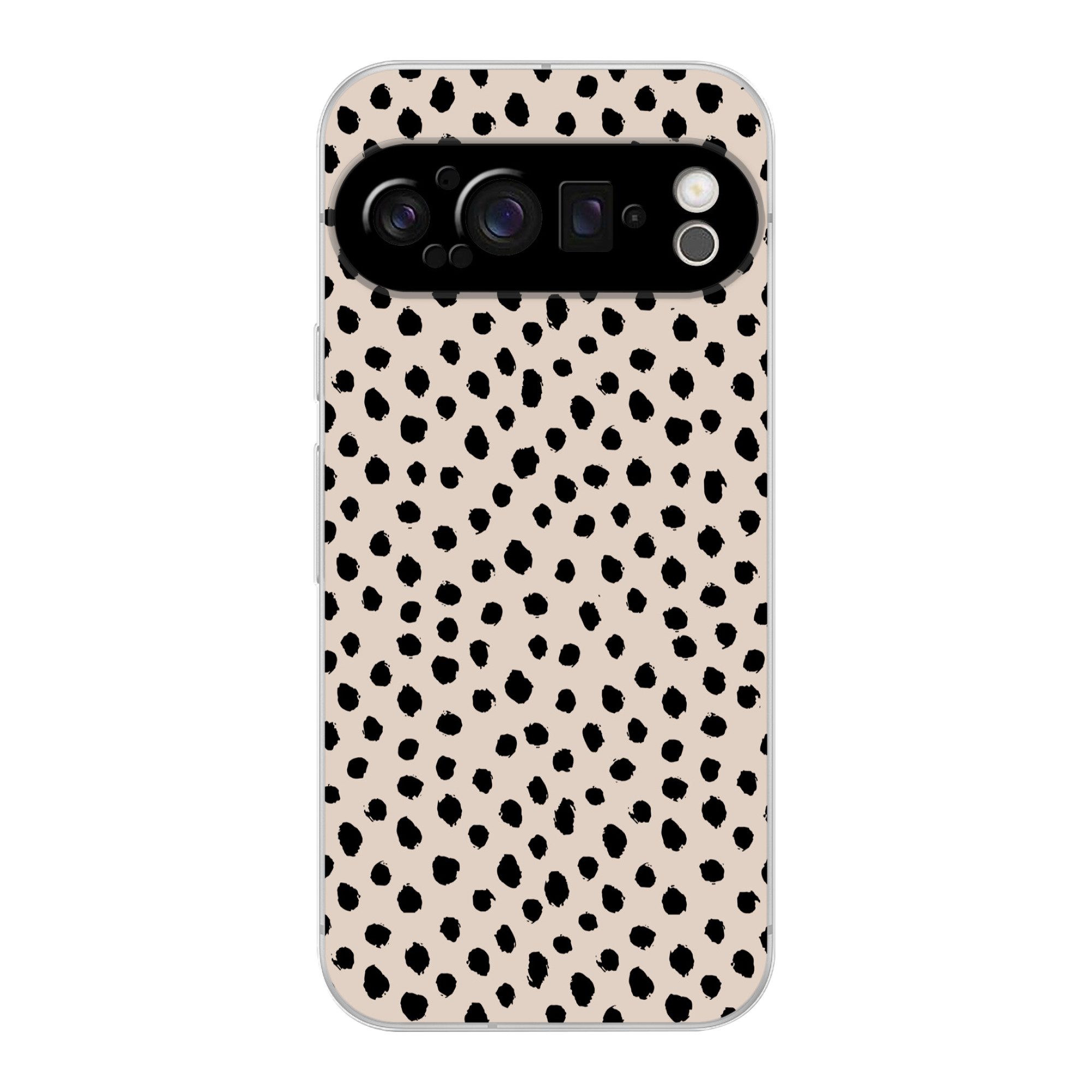 MuchoWow Handyhülle für Google Pixel 9 Pro Polka dots - Schwarz - Beige, Phone Case, Silikon, Schutzhülle Dünn