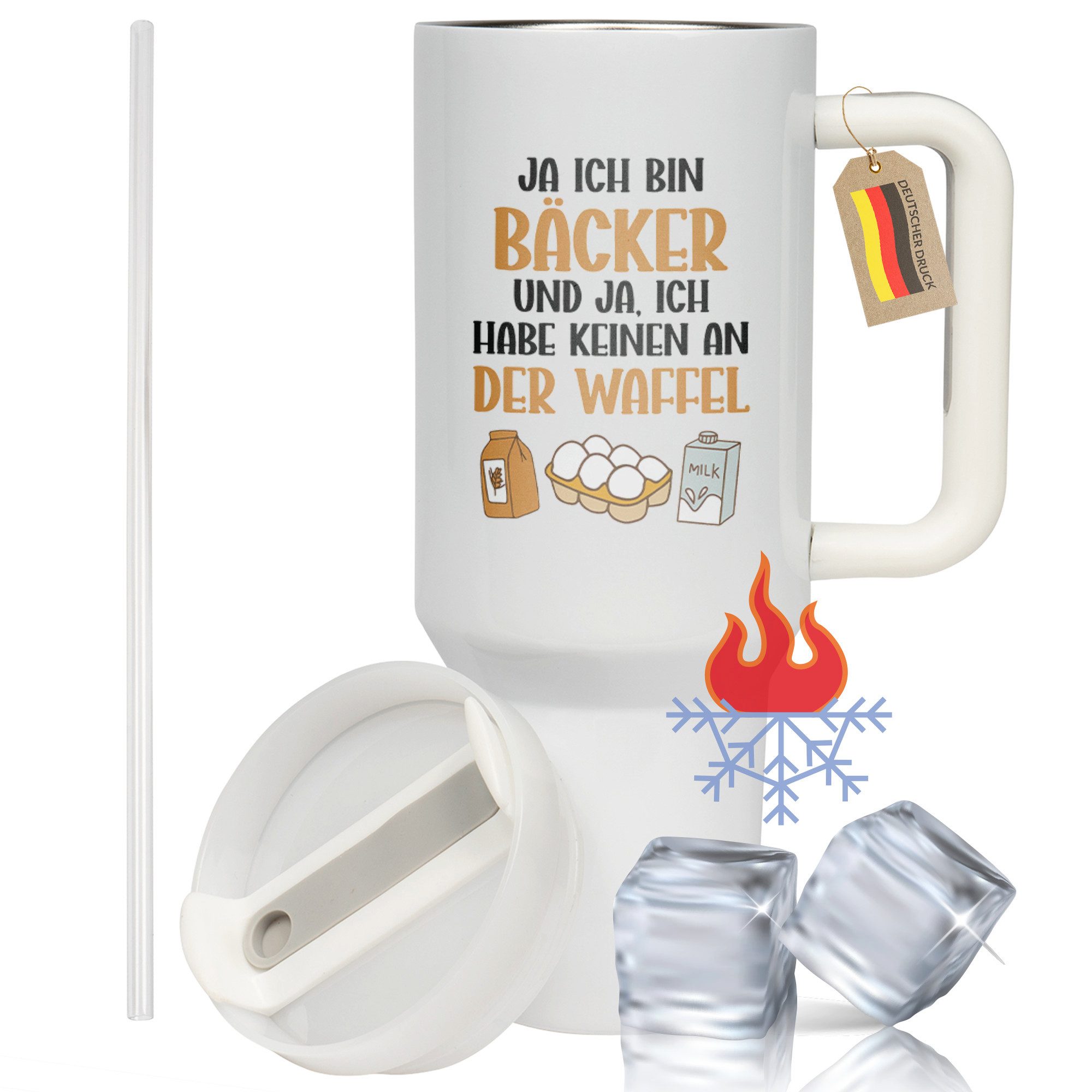 22Feels Thermobecher XXL Thermobecher Bäcker Geschenk Geburtstag Jubiläum Edelstahl Spruch, Edelstahl (Thermoisoliert), IN DEUTSCHLAND BEDRUCKT - Beidseitig Bedruckter To-Go Tumbler