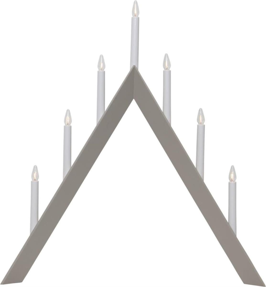 STAR TRADING Fensterleuchter Fensterleuchter ARROW 7 warmweiße Glühlampen 64,5cm Holz hellgrau, Glühlampe