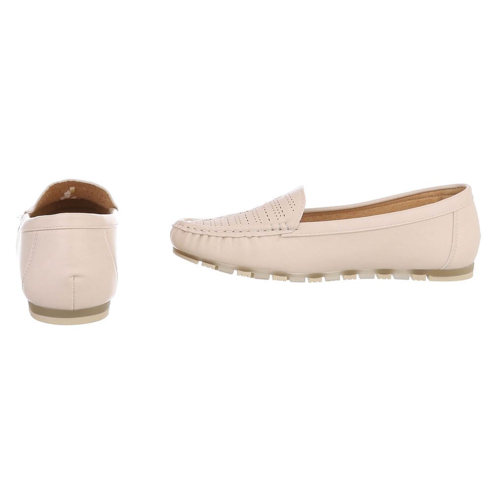 Ital-Design Damen Slipper mit erhöhtem Tragekomfort und Luftdurchlässigkeit Slipper (91512568) Flach Mokassins in Beige – Bild 5 von 5