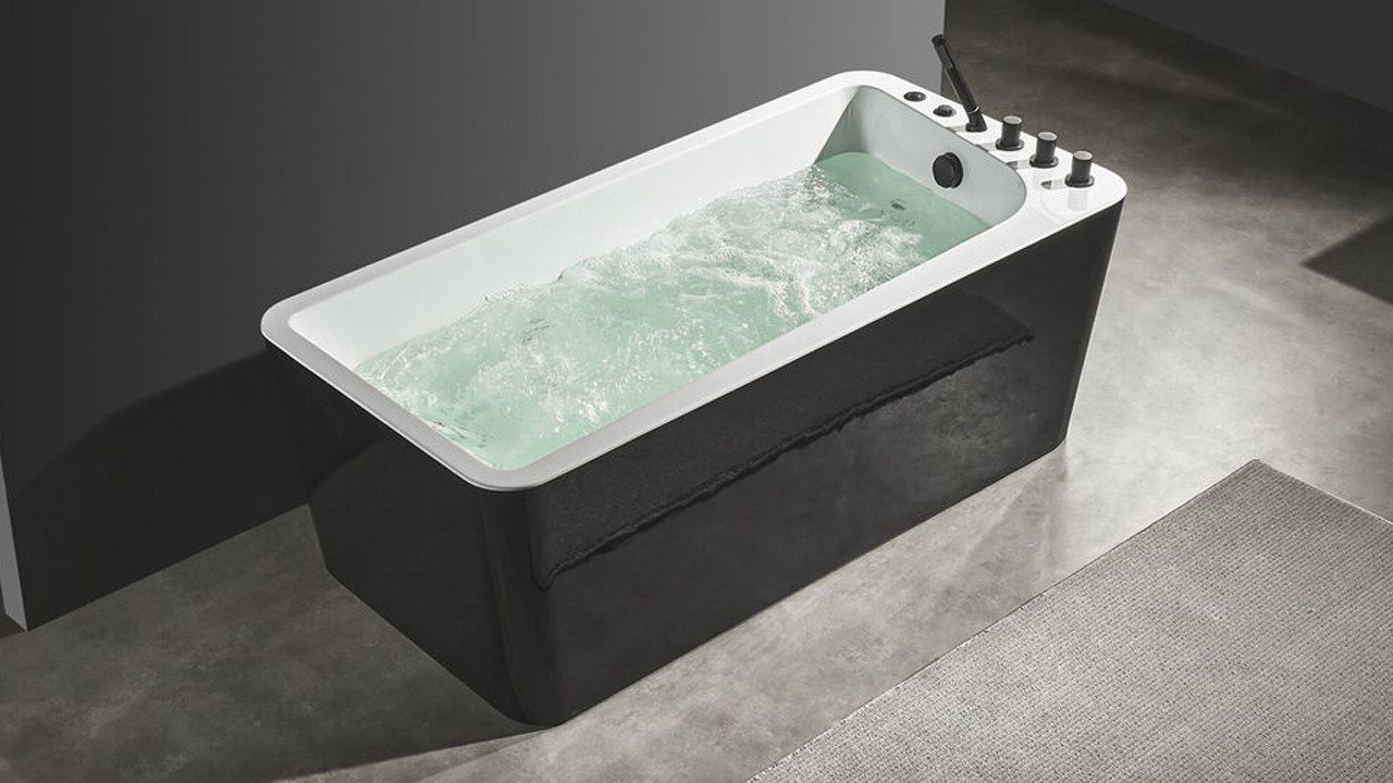 Xlmoebel Whirlpool-Badewanne Exklusive Schwarz-Weiß Badewanne 170x80 inklusive Armaturen, Hergestellt in Europa