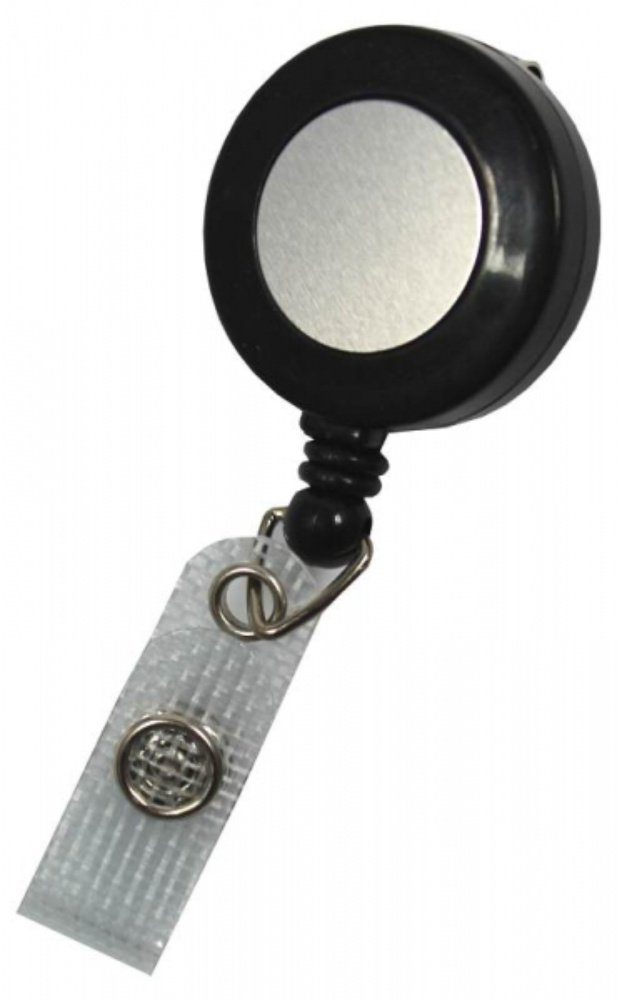 Kranholdt Schlüsselanhänger Jojo / Ausweishalter / Ausweisclip runde Form (100-tlg), Druckknopfschlaufe Schwarz