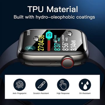CoolGadget TPU Silikon Panzerfolie für Apple Watch 7 / 8 / 9 mit 45mm Gehäuse, Displayschutzfolie, 2in1 Set, Schutzfolie Display Schutz Folie klar