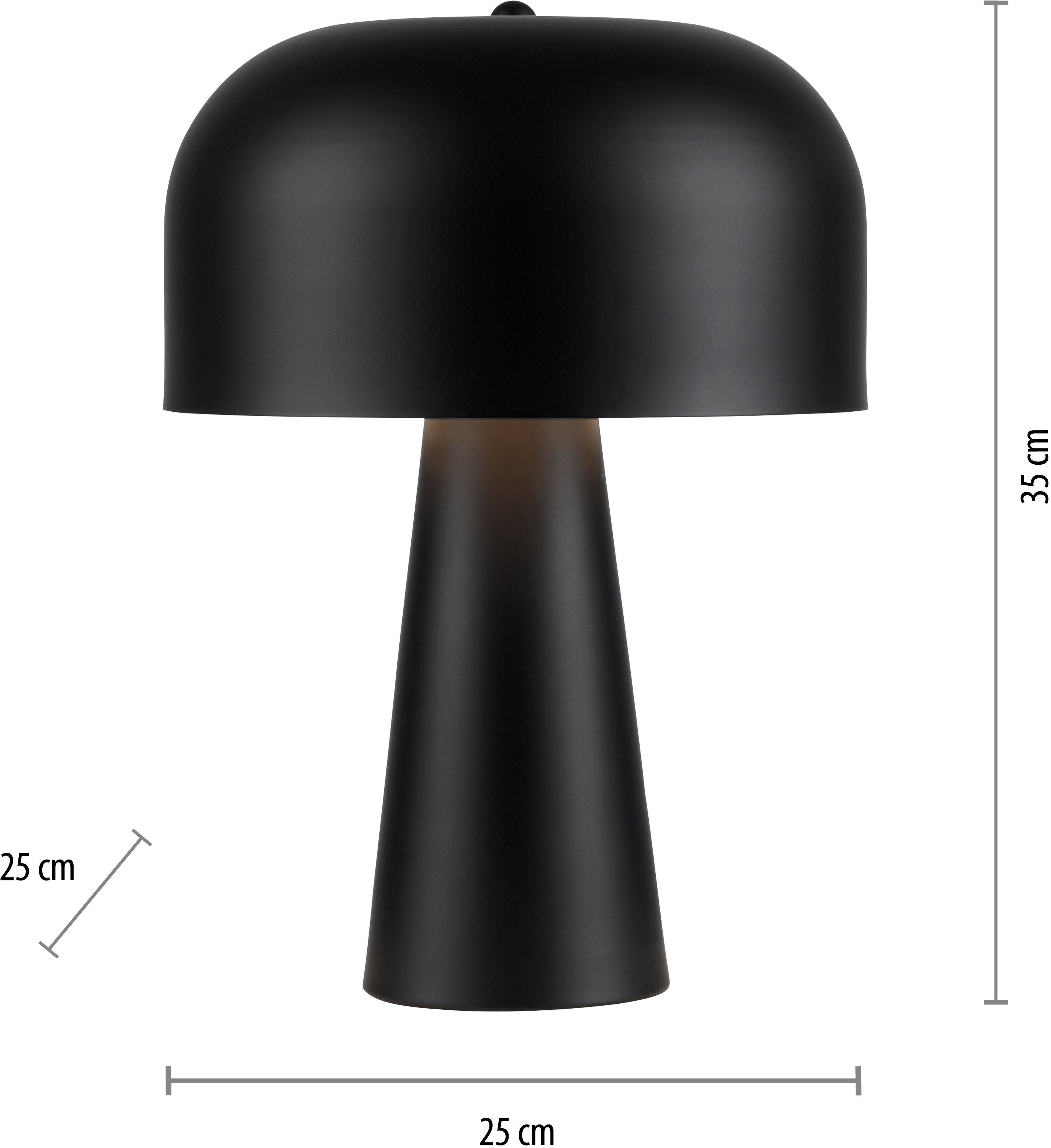andas Tischleuchte Olier, Tischlampe matt mit schwarz Pilzlampe ohne Rue Schnurschalter, Leuchtmittel, Ein-/Ausschalter
