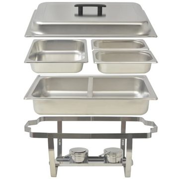 vidaXL Speisenwärmer Chafing Dish Set 4-tlg Edelstahl Buffet Behälter Warmhalte Stövchen