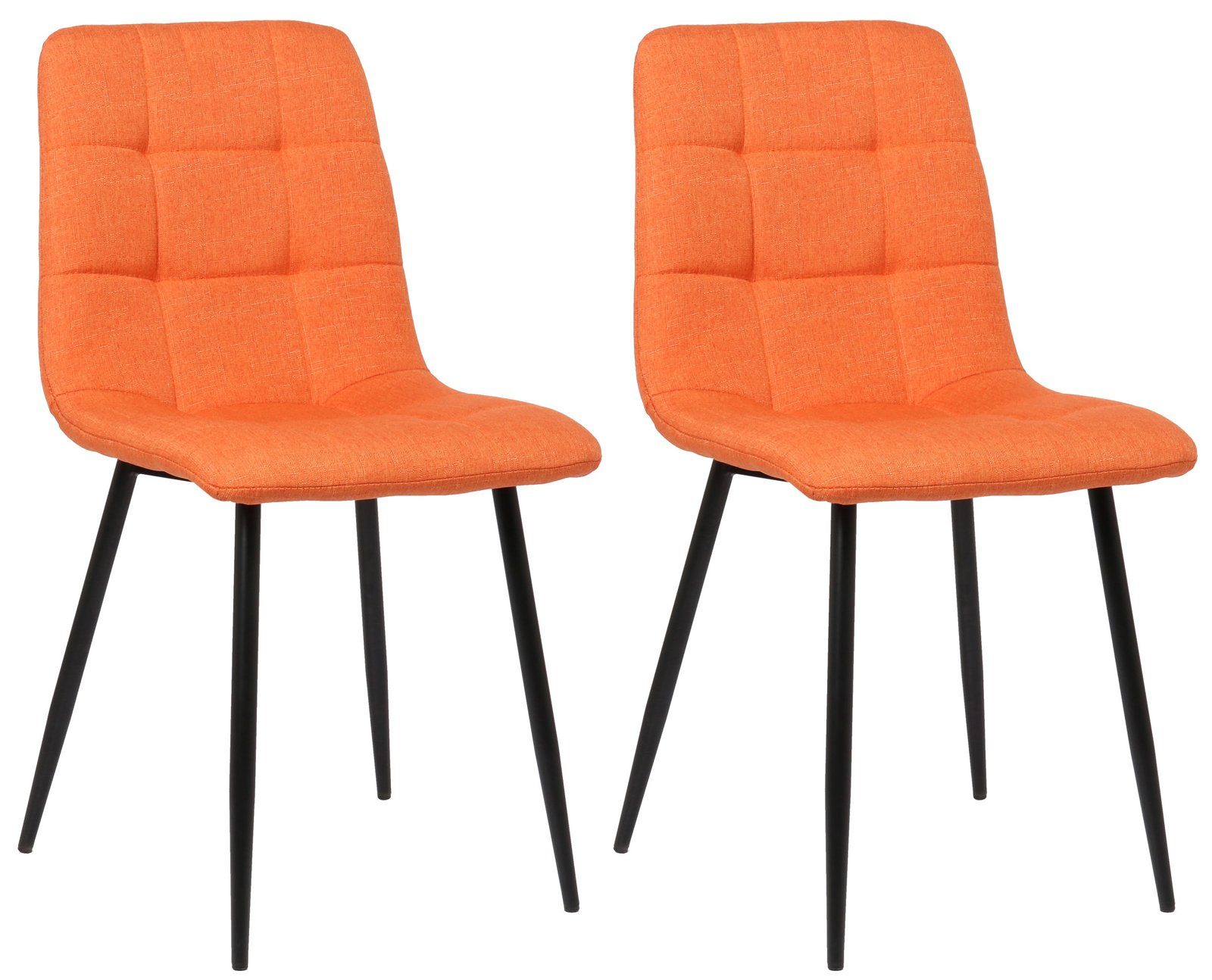 TPFLiving Esszimmerstuhl Till mit hochwertig gepolsterter Sitzfläche - Konferenzstuhl (Küchenstuhl - Esstischstuhl - Wohnzimmerstuhl - Polsterstuhl, 2 St), Gestell: Metall schwarz - Sitzfläche: Stoff orange