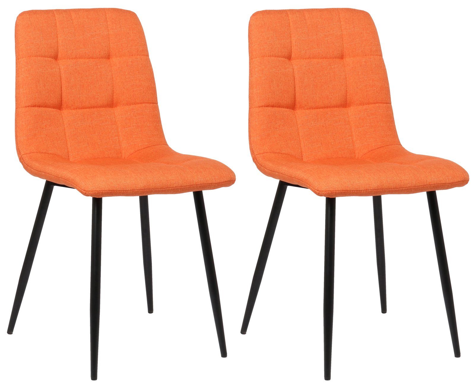 TPFLiving Esszimmerstuhl Till mit hochwertig gepolsterter Sitzfläche - Konferenzstuhl (Küchenstuhl - Esstischstuhl - Wohnzimmerstuhl - Polsterstuhl, 2 St), Gestell: Metall schwarz - Sitzfläche: Stoff Orange