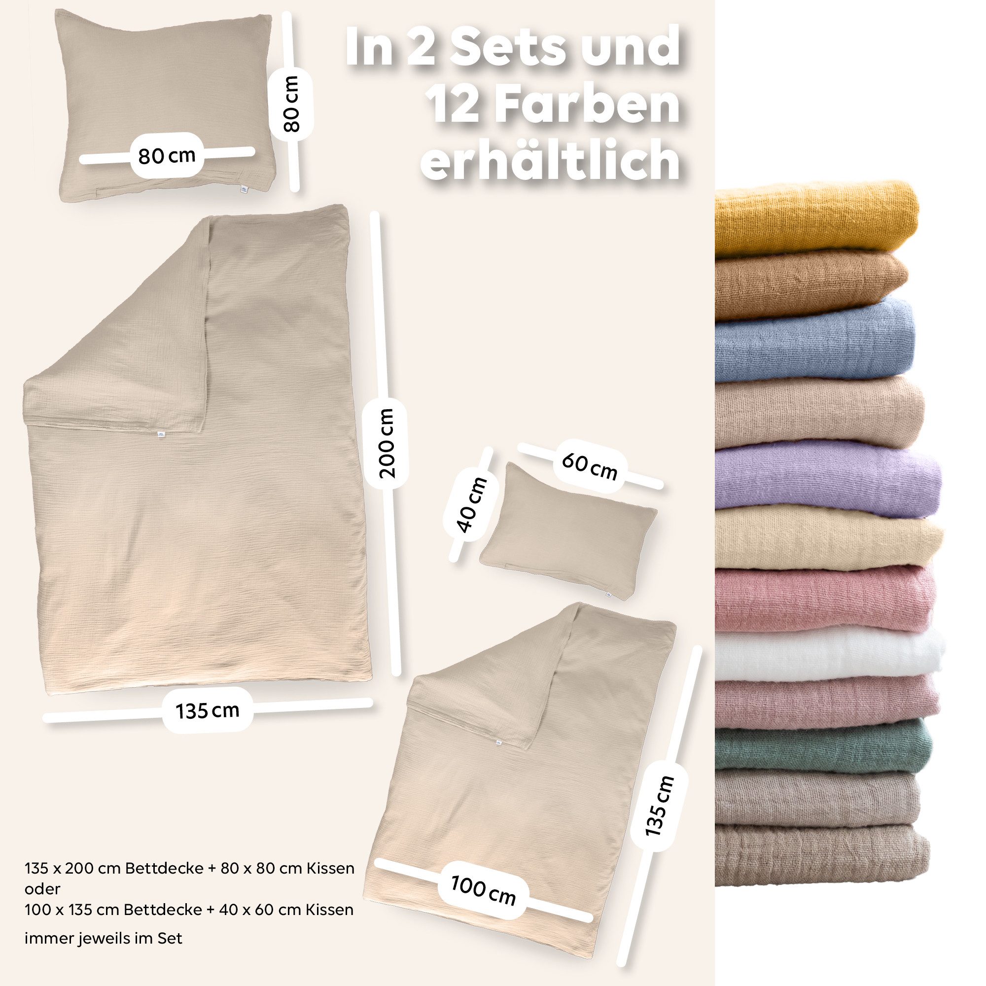 lilimaus Kinderbettwäsche Musselin Bettbezug-Set 100x135 & 135x200 mit Kissenbezug, Musselin, 1 teilig, butterweich & temperaturausgleichend - Set mit Kissenbez – Bild 5 von 5