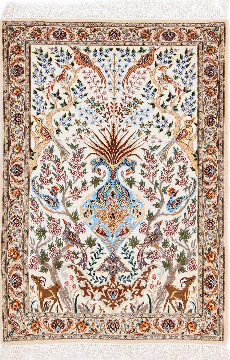 Orientteppich Isfahan Seidenkette 87x123 Handgeknüpfter Orientteppich, Nain Trading, rechteckig, Höhe: 6 mm