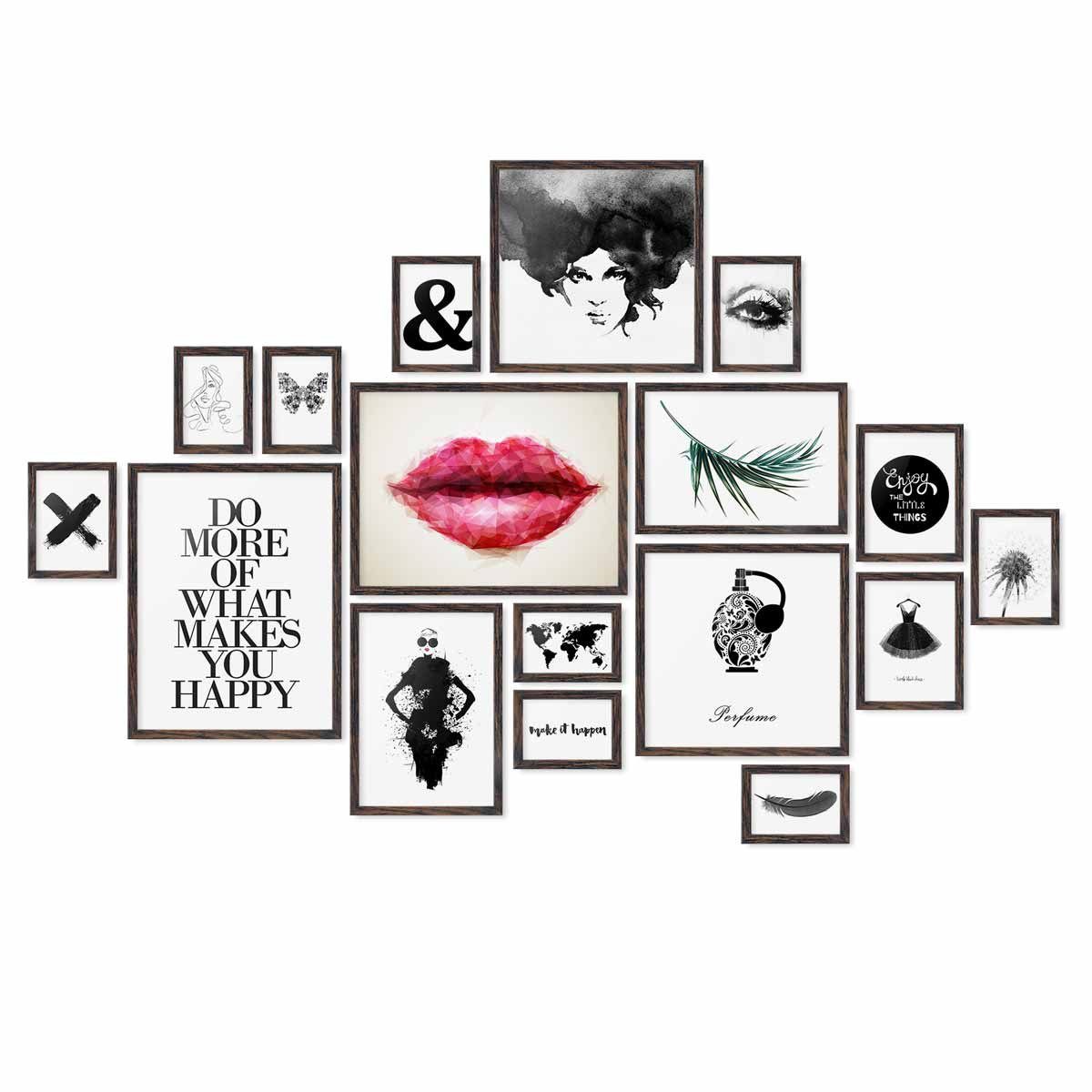 PHOTOLINI Bilderrahmen 17er Set Modern Schmal 10x15 bis 30x40 cm günstig online kaufen